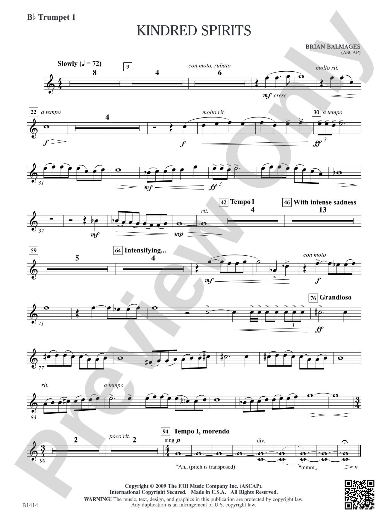 Kindred Spirits: B-flat Trumpet 1