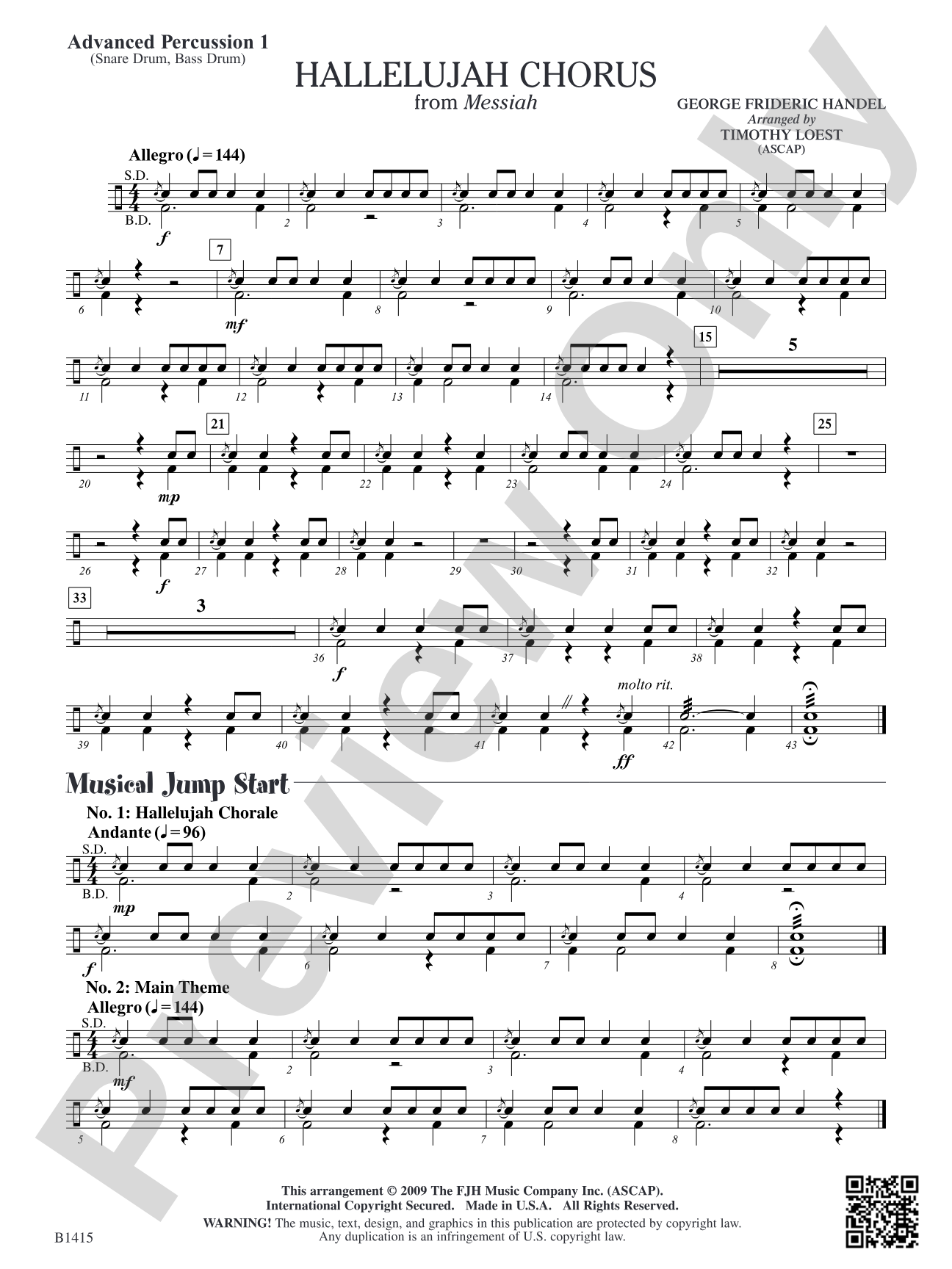 Hallelujah Chorus: Adv. Percussion 1
