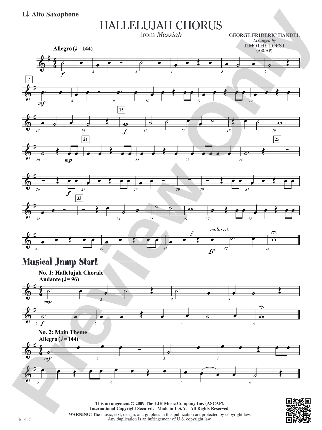 Hallelujah Chorus: E-flat Alto Saxophone