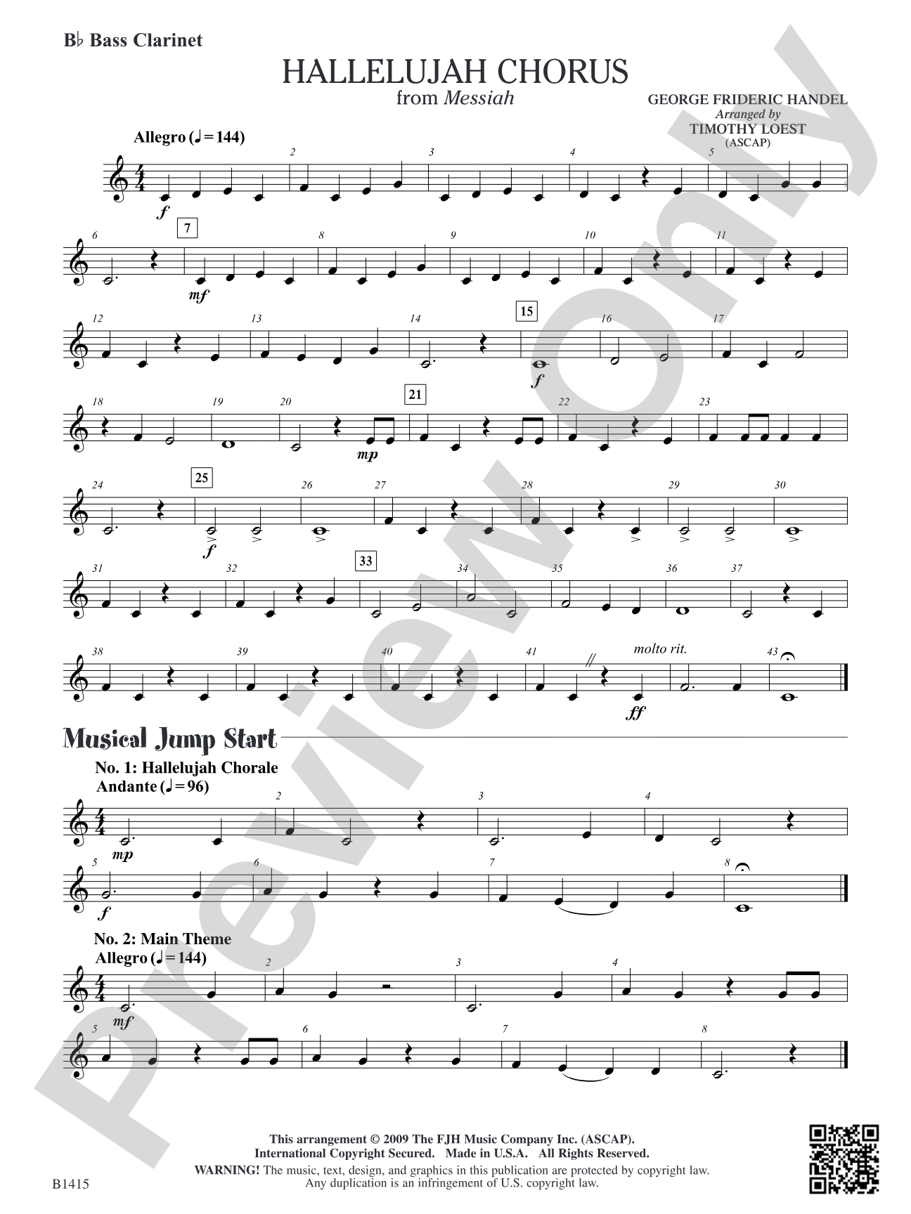 Hallelujah Chorus: B-flat Bass Clarinet