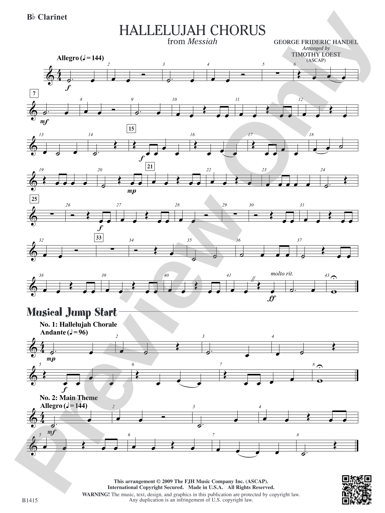 Hallelujah Chorus: B-flat Clarinet