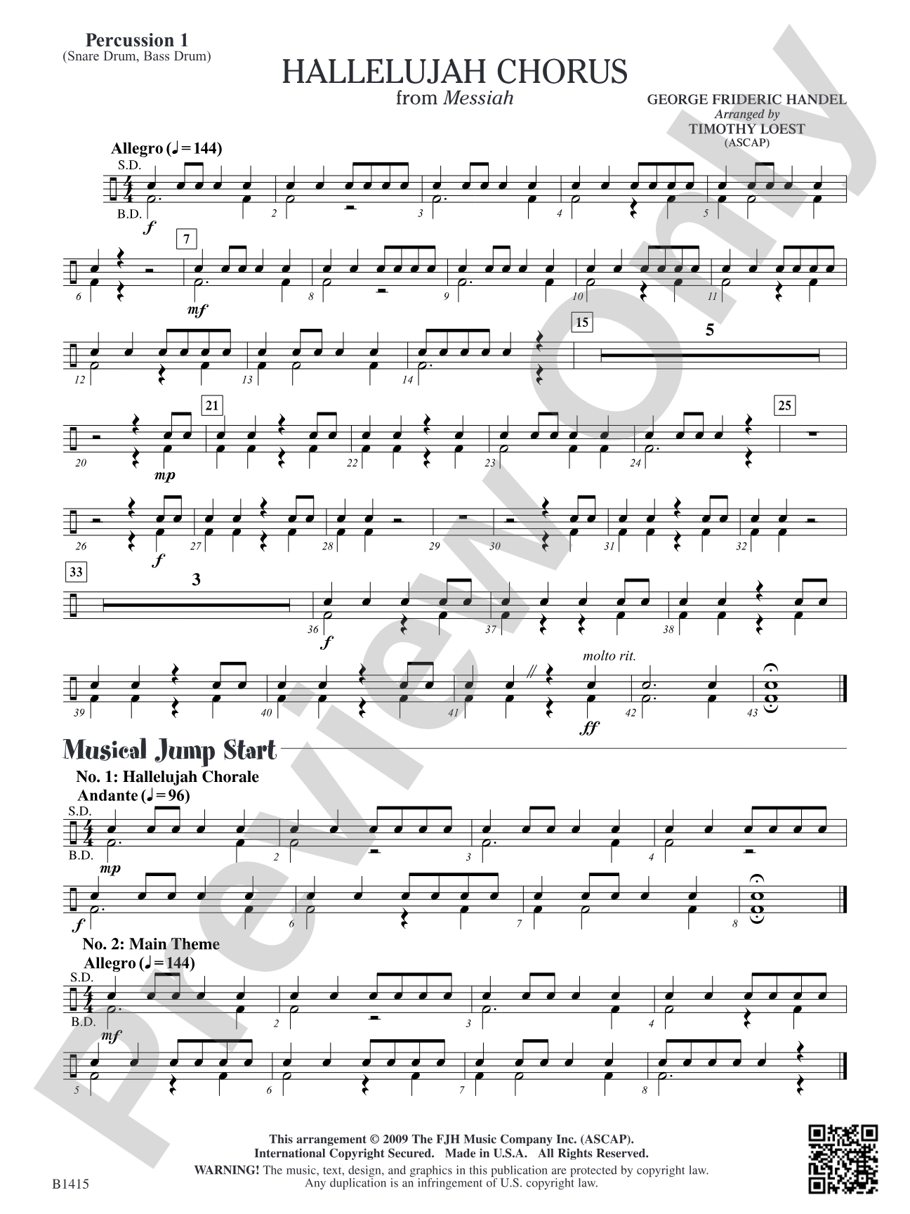 Hallelujah Chorus: Percussion 1