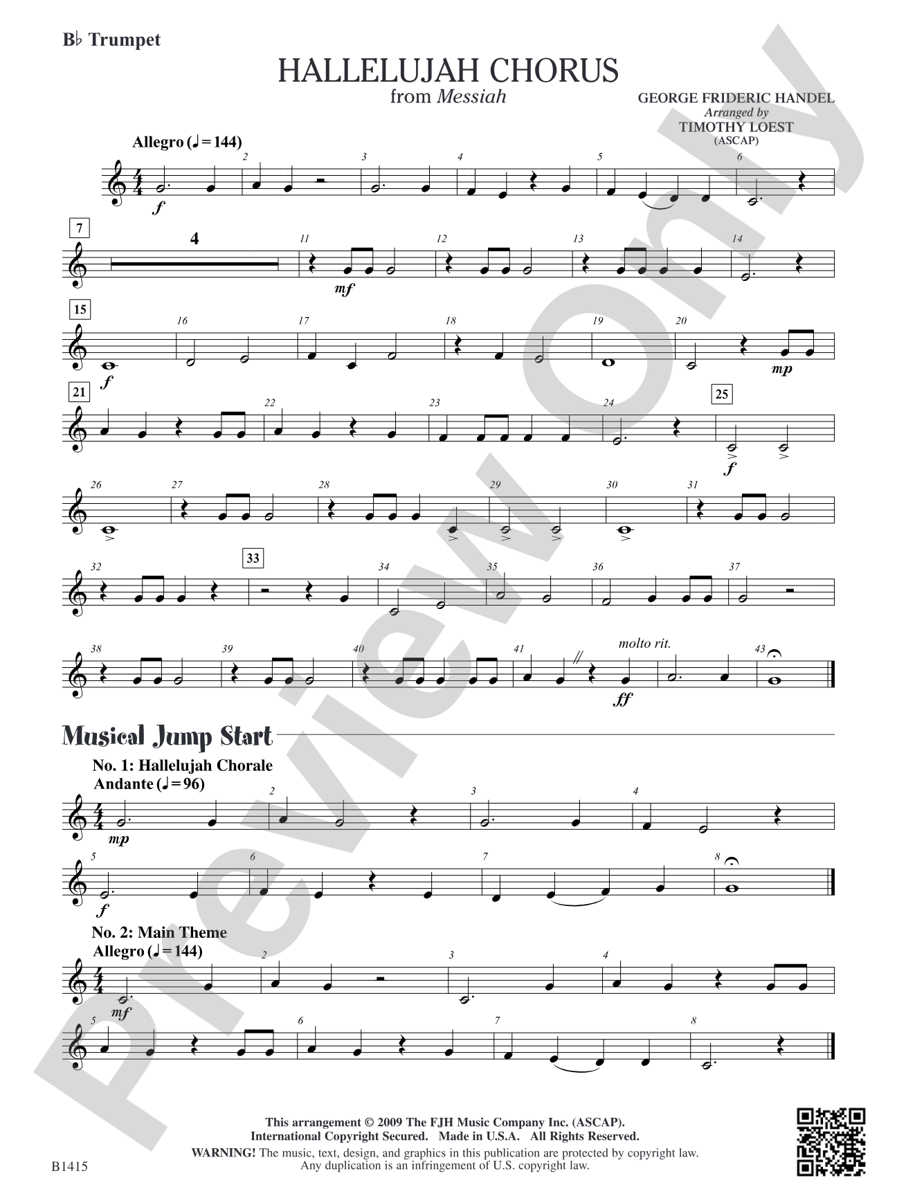 Hallelujah Chorus: B-flat Trumpet