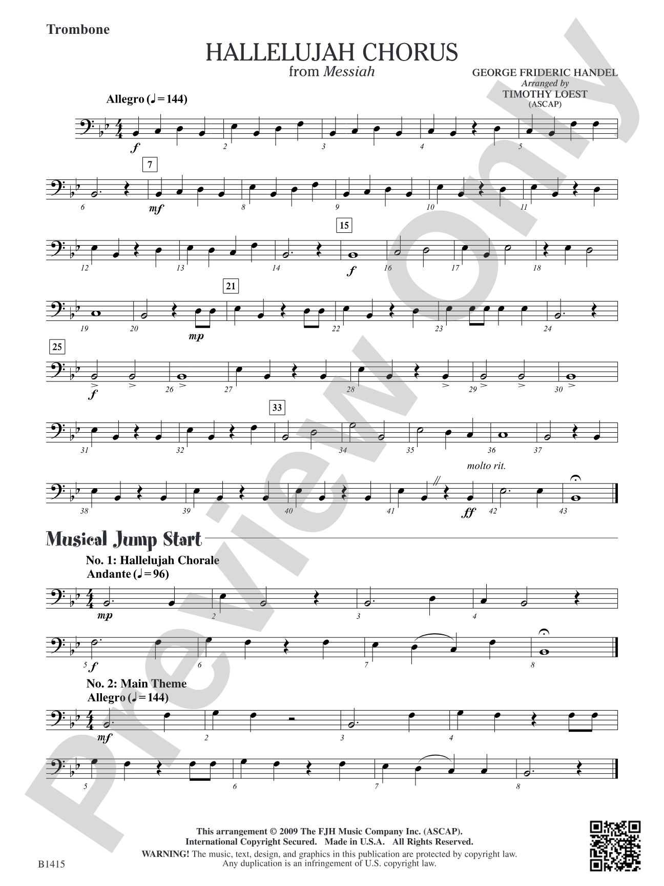 Hallelujah Chorus: Trombone
