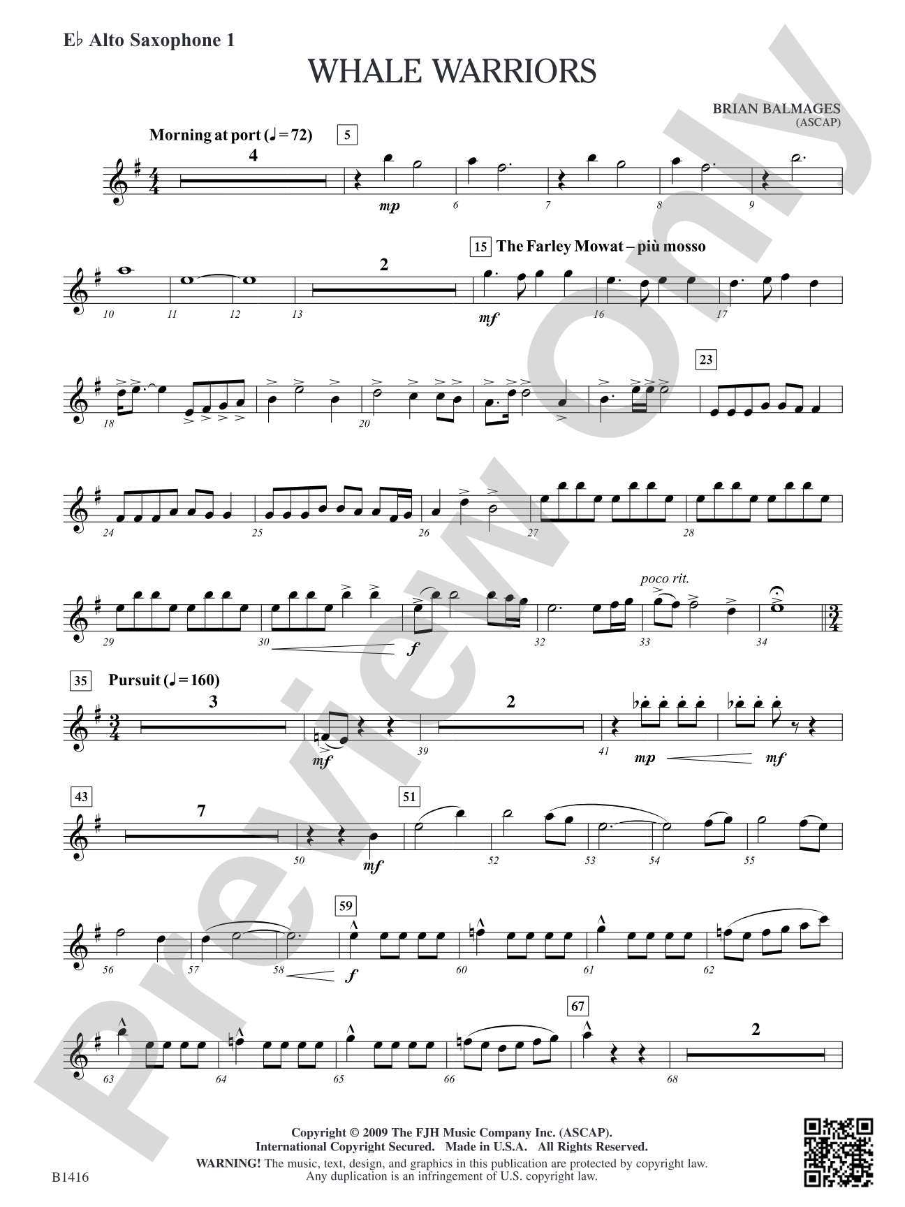Whale Warriors: E-flat Alto Saxophone 1