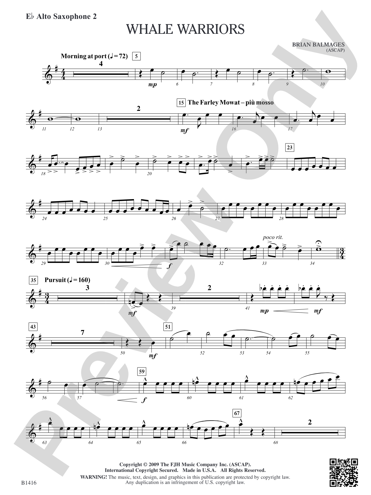 Whale Warriors: E-flat Alto Saxophone 2
