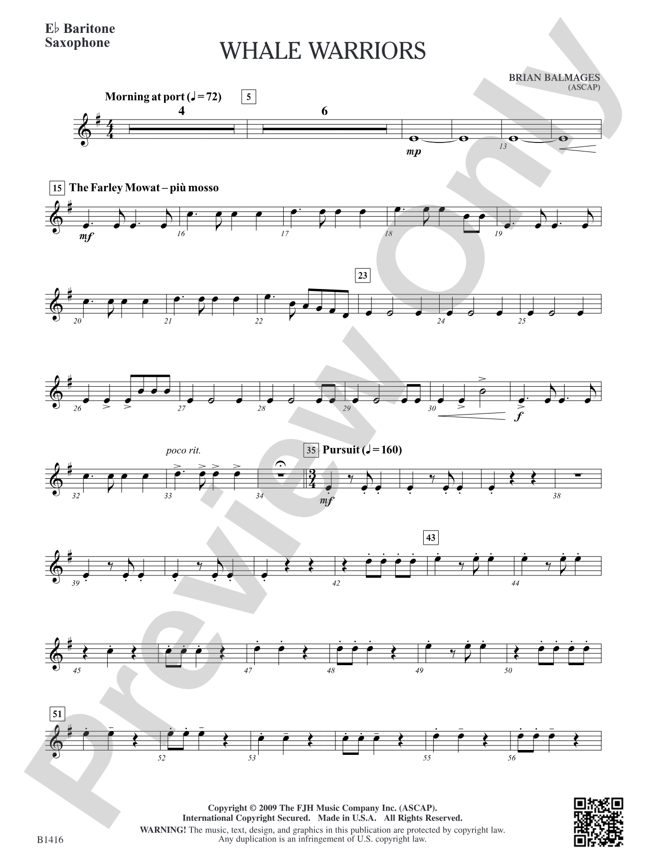 Whale Warriors: E-flat Baritone Saxophone