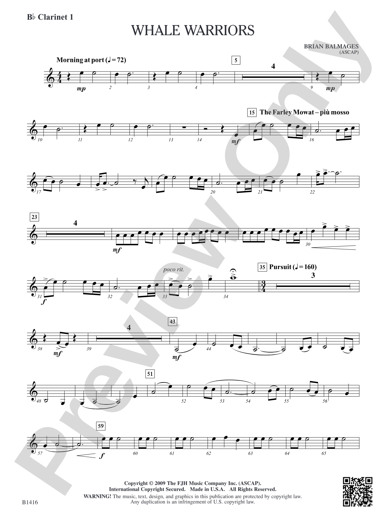Whale Warriors: B-flat Clarinet 1