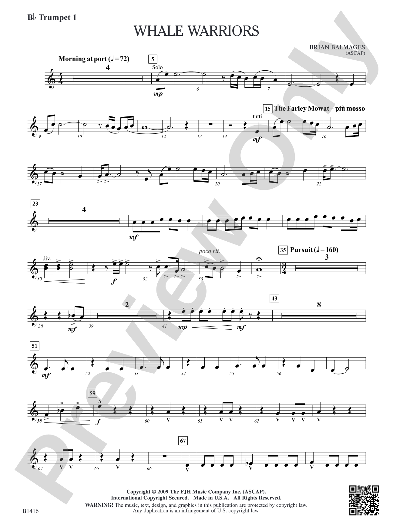 Whale Warriors: B-flat Trumpet 1