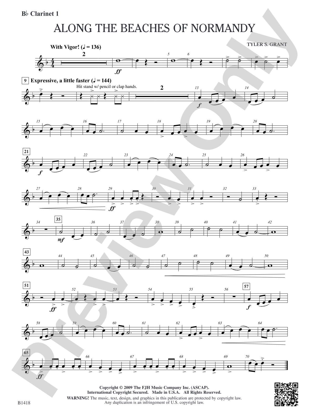 Along the Beaches of Normandy: B-flat Clarinet 1