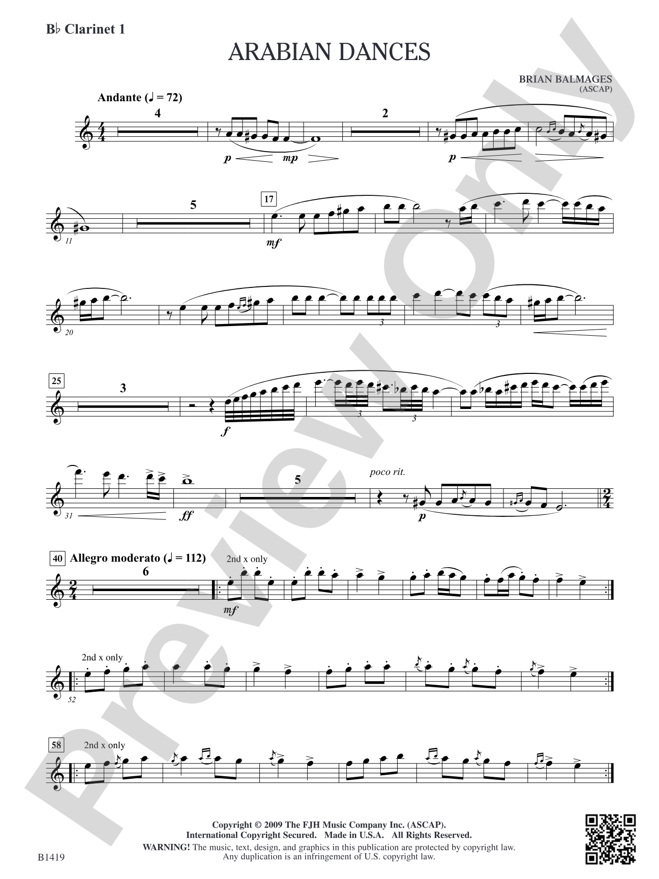 Arabian Dances: B-flat Clarinet 1