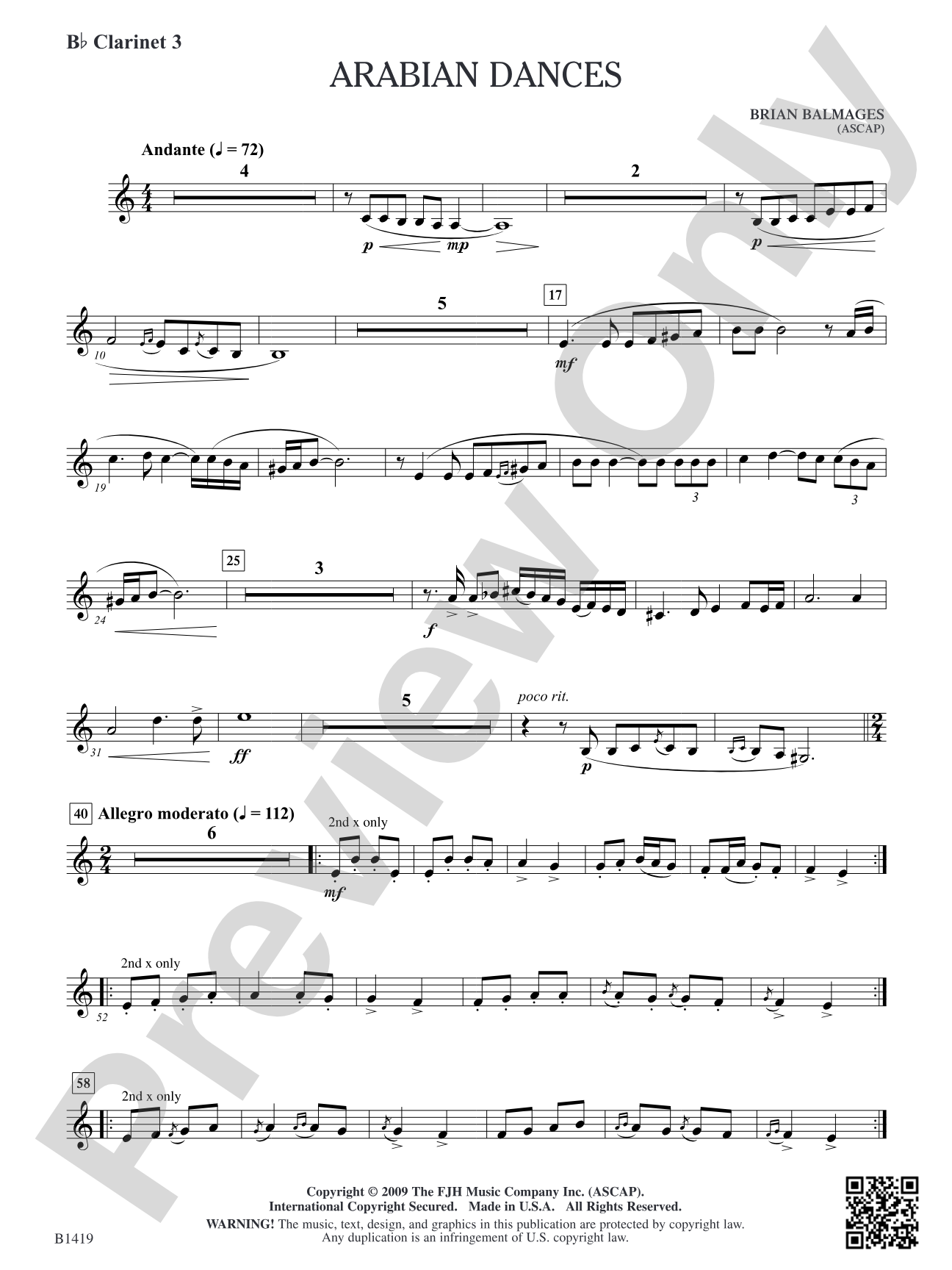 Arabian Dances: B-flat Clarinet 3
