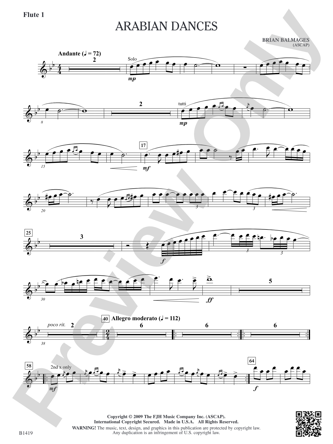 Arabian Dances: Flute 1