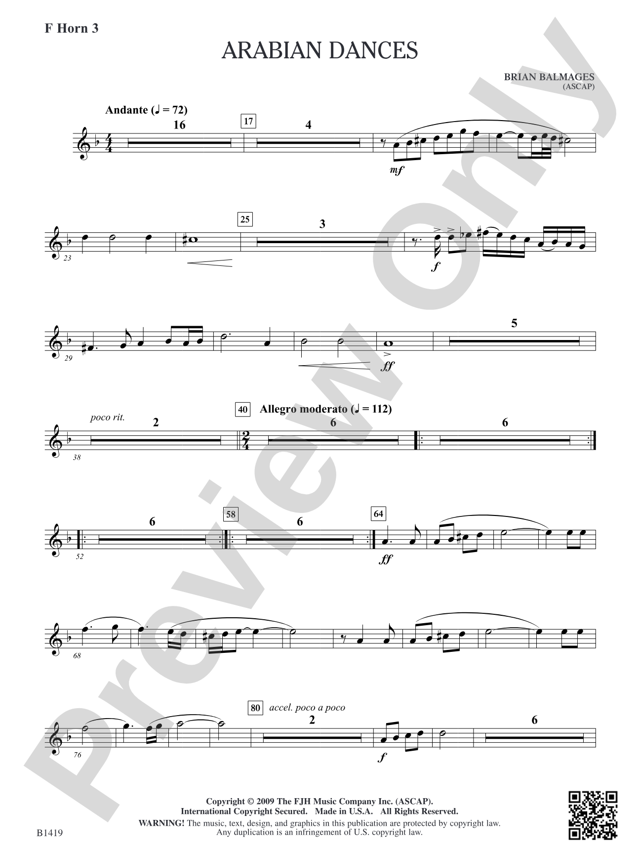 Arabian Dances: F Horn 3