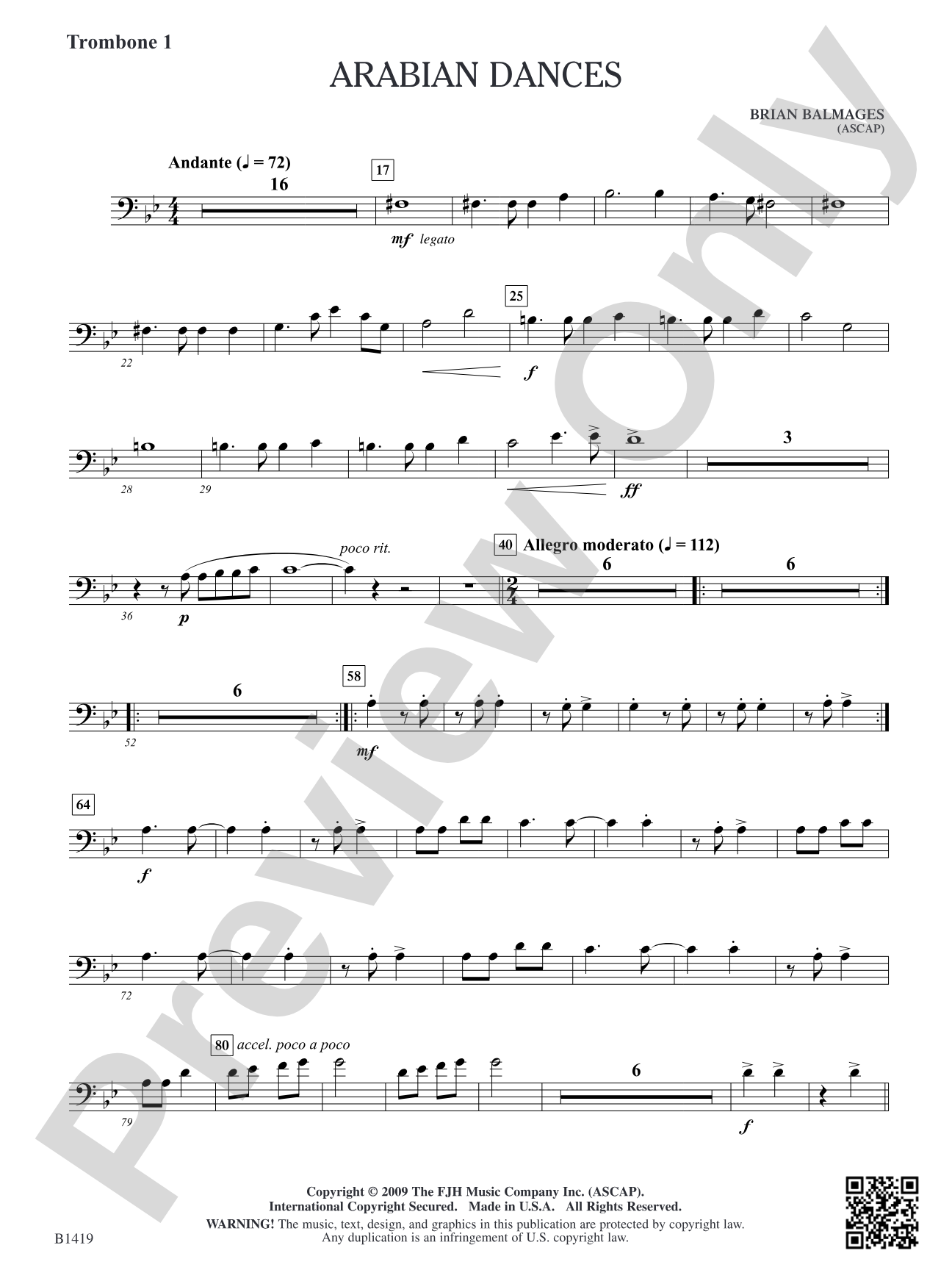 Arabian Dances: Trombone 1