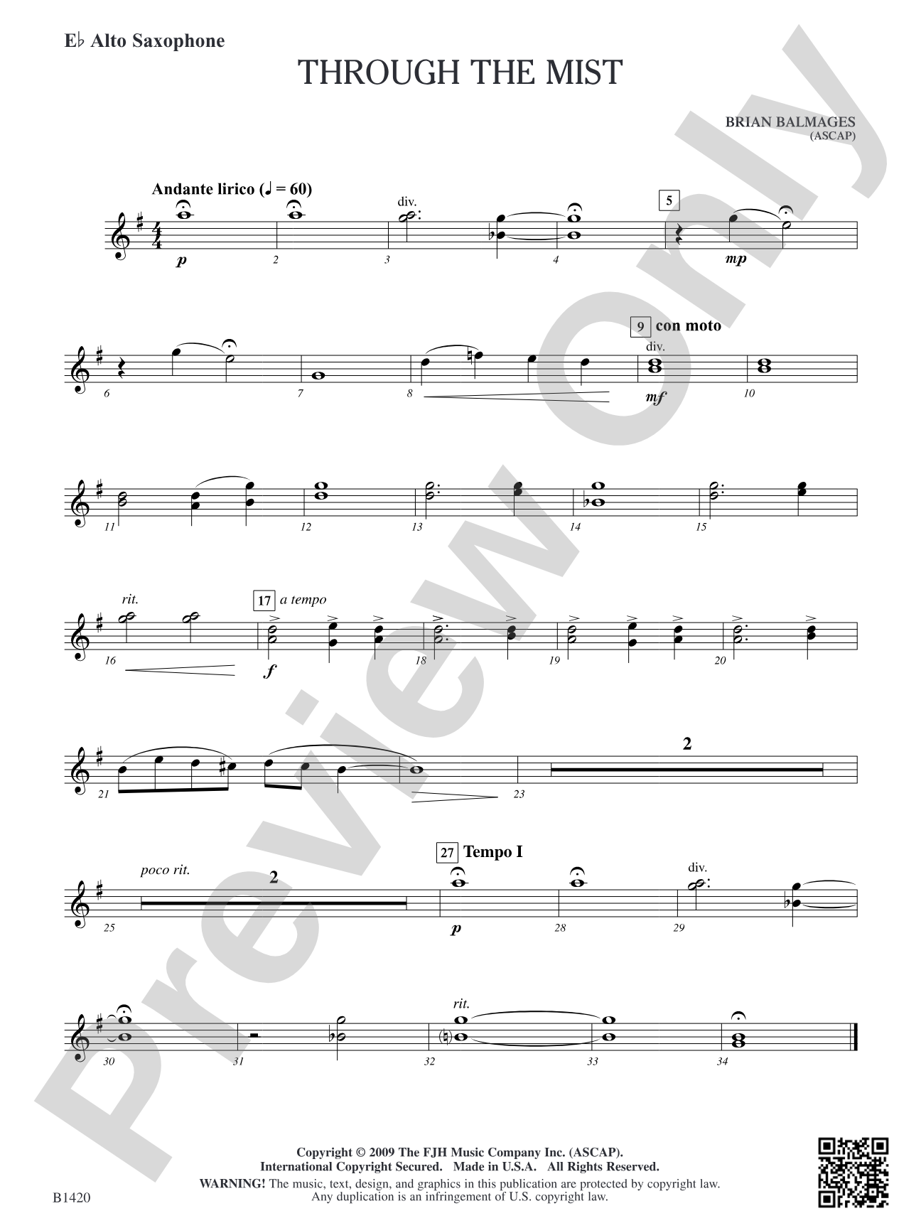 Through the Mist: E-flat Alto Saxophone
