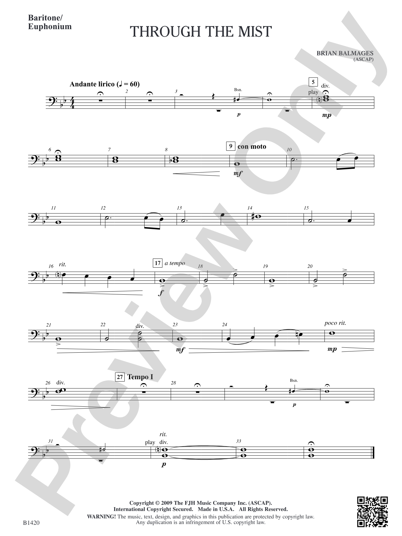 Through the Mist: Baritone/Euphonium