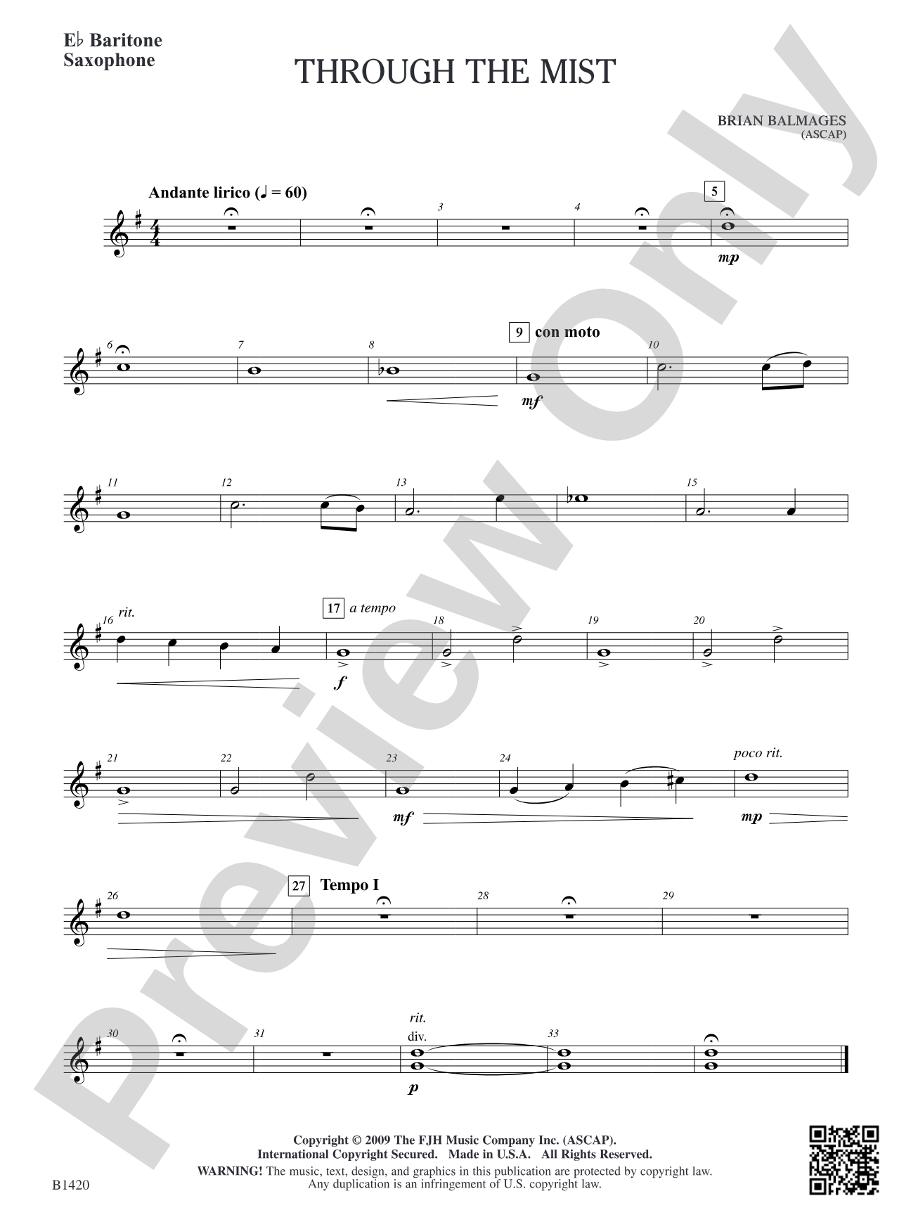 Through the Mist: E-flat Baritone Saxophone
