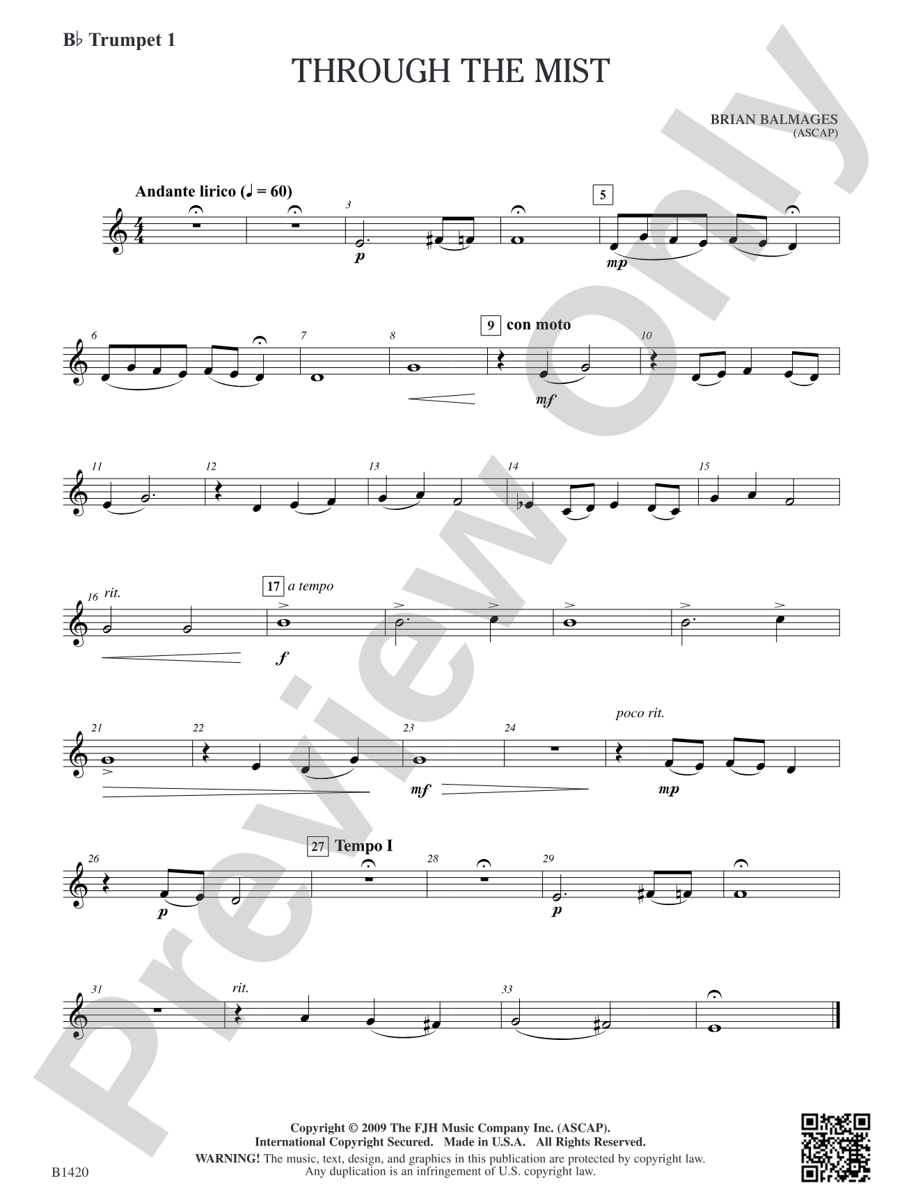 Through the Mist: B-flat Trumpet 1