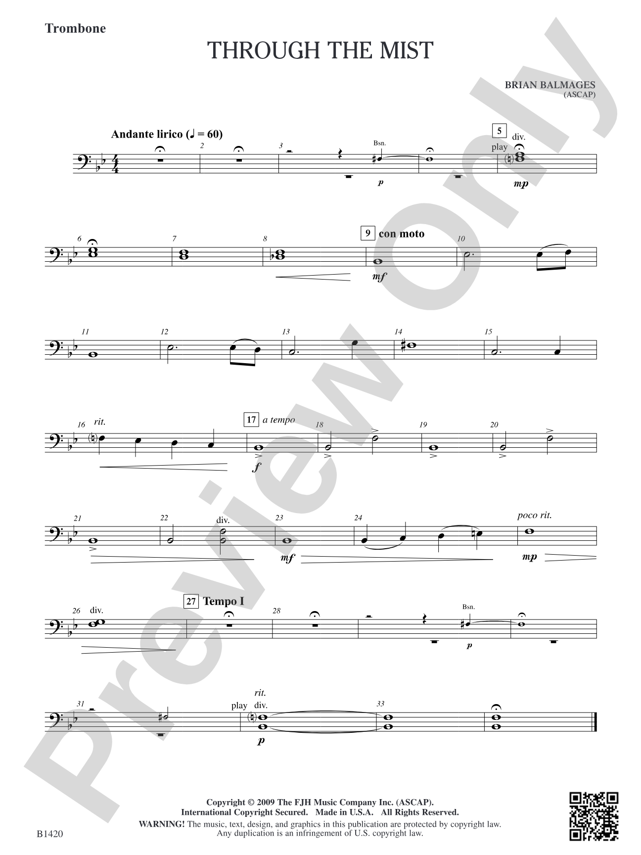 Through the Mist: Trombone
