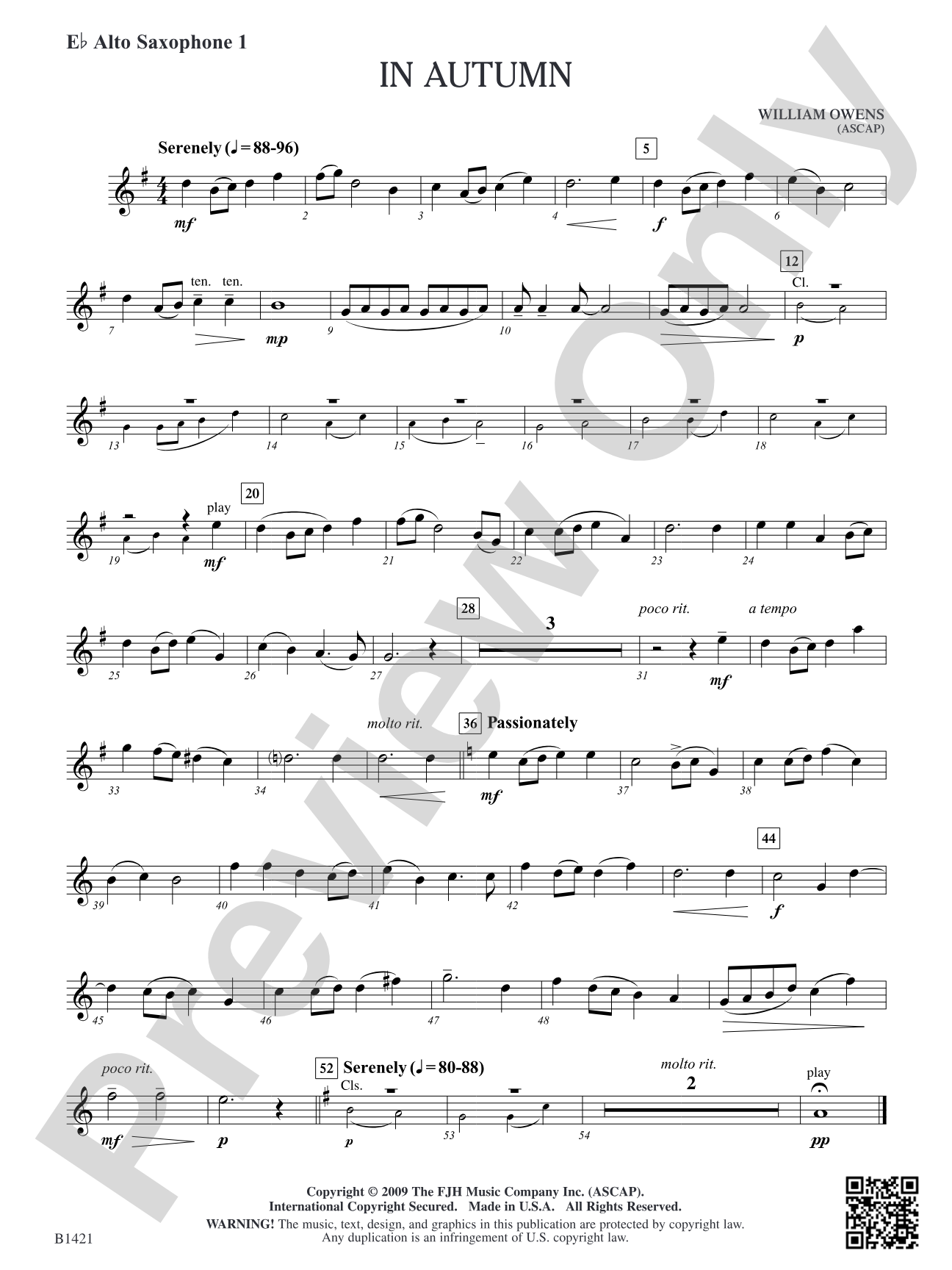 In Autumn: E-flat Alto Saxophone 1