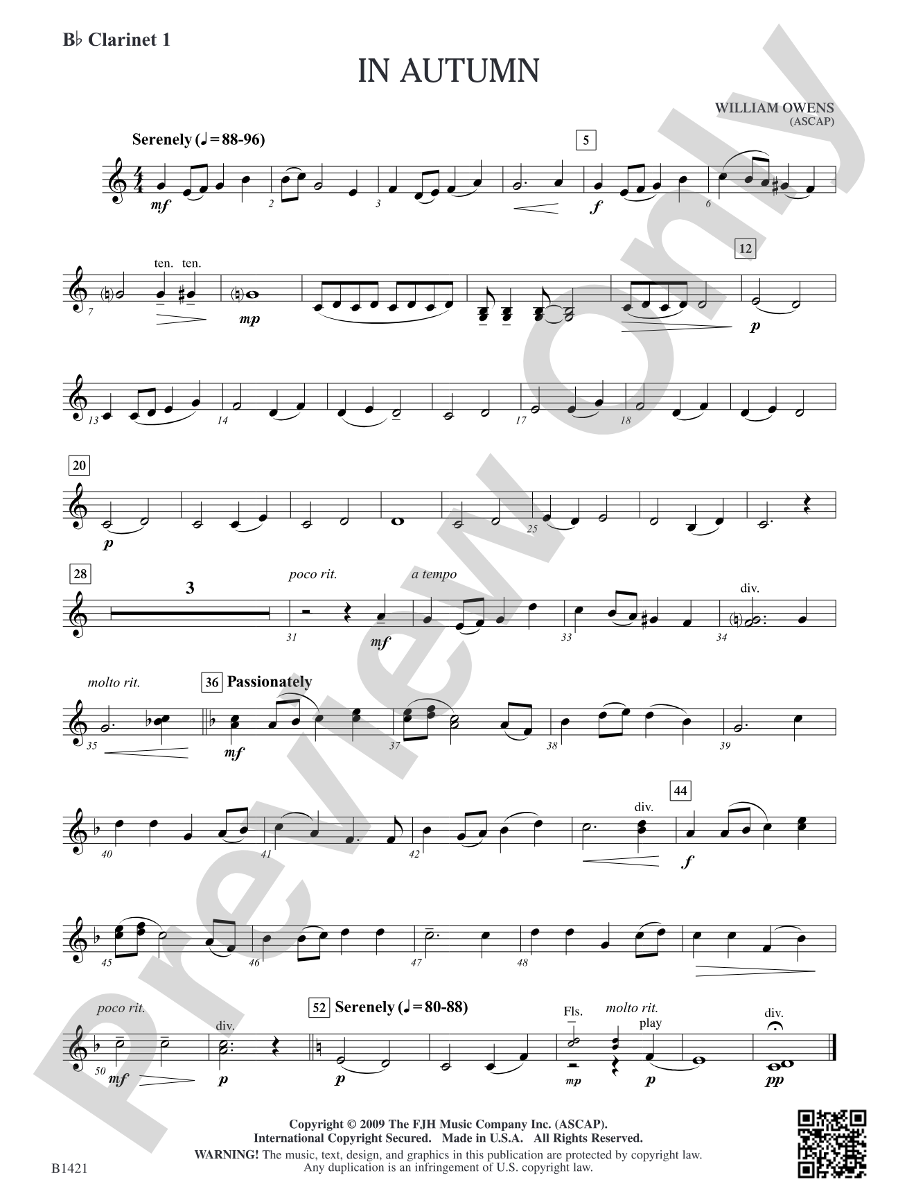 In Autumn: B-flat Clarinet 1
