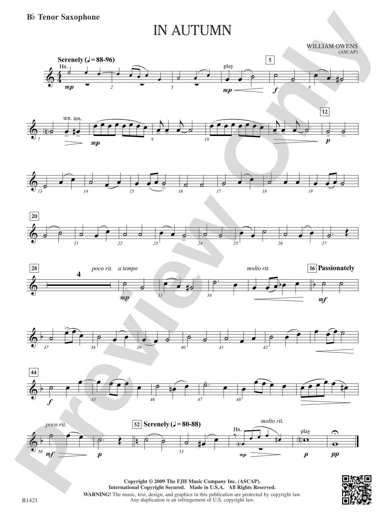 In Autumn: B-flat Tenor Saxophone