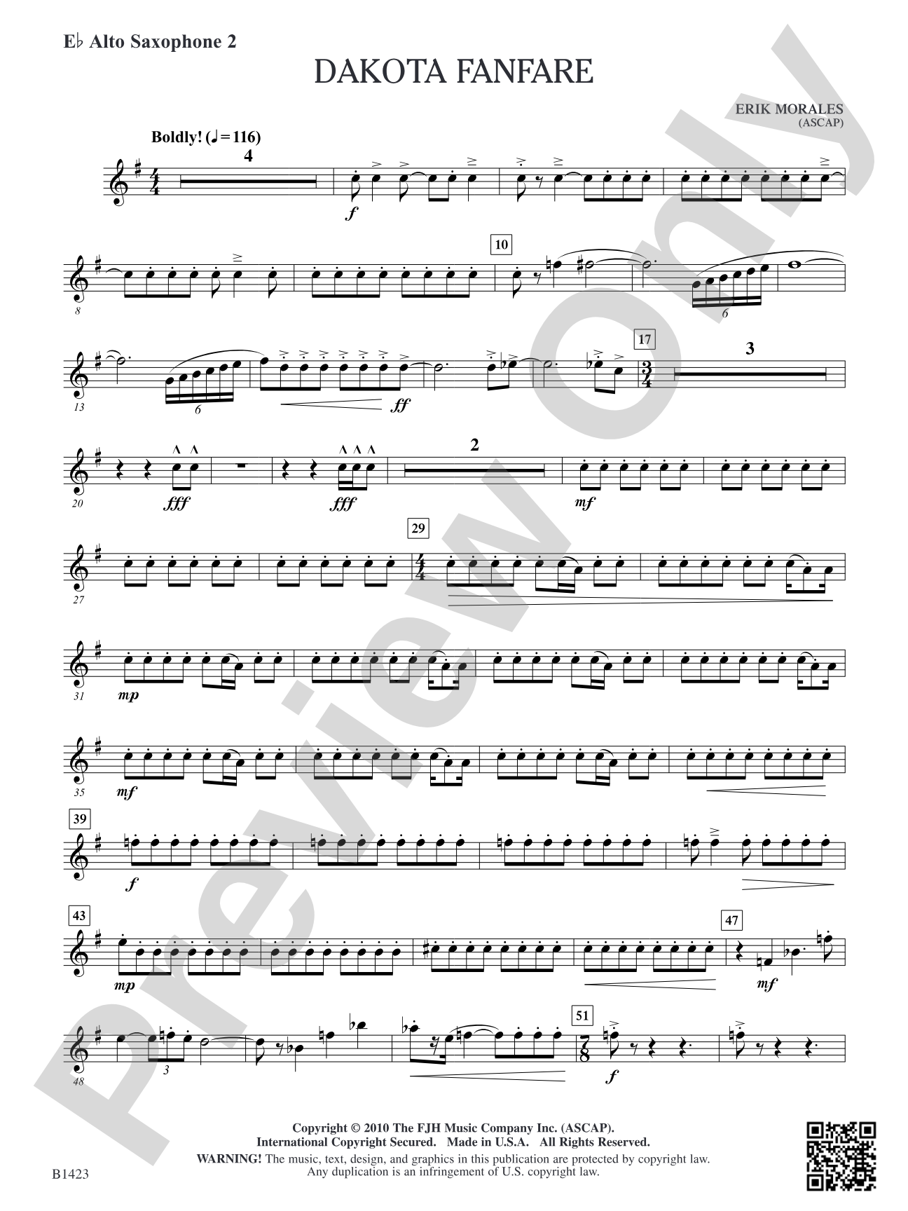 Dakota Fanfare: E-flat Alto Saxophone 2