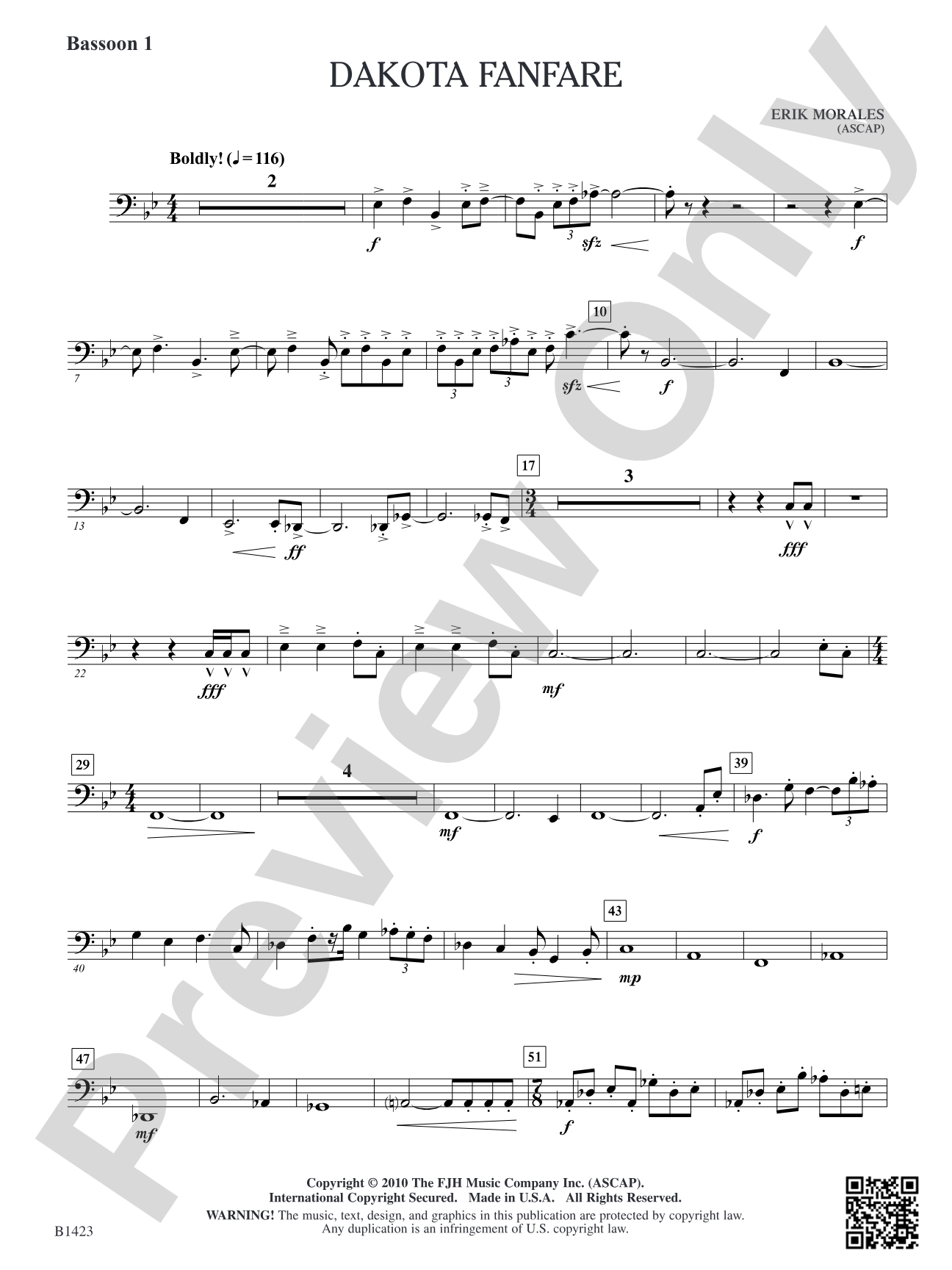 Dakota Fanfare: Bassoon 1