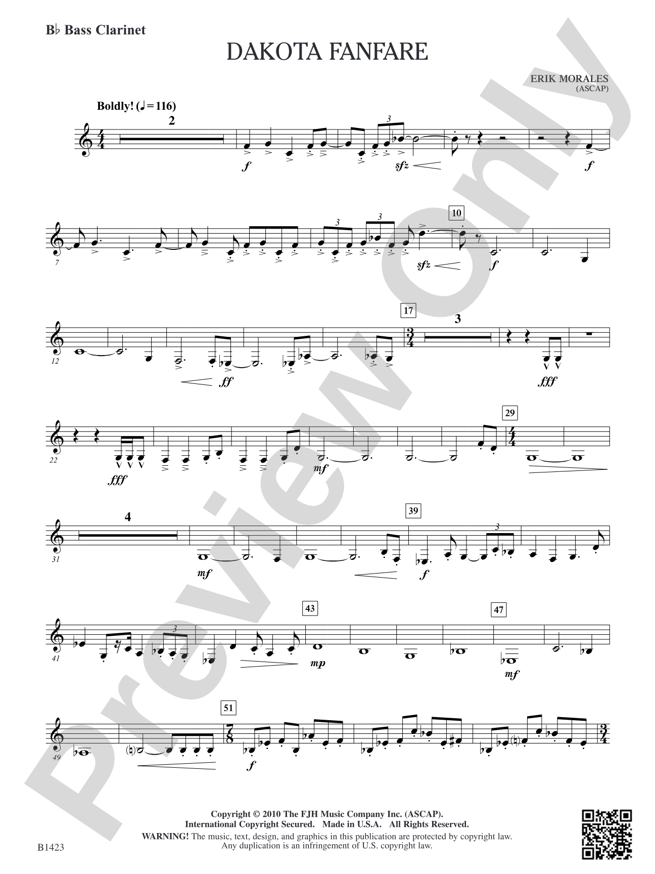 Dakota Fanfare: B-flat Bass Clarinet