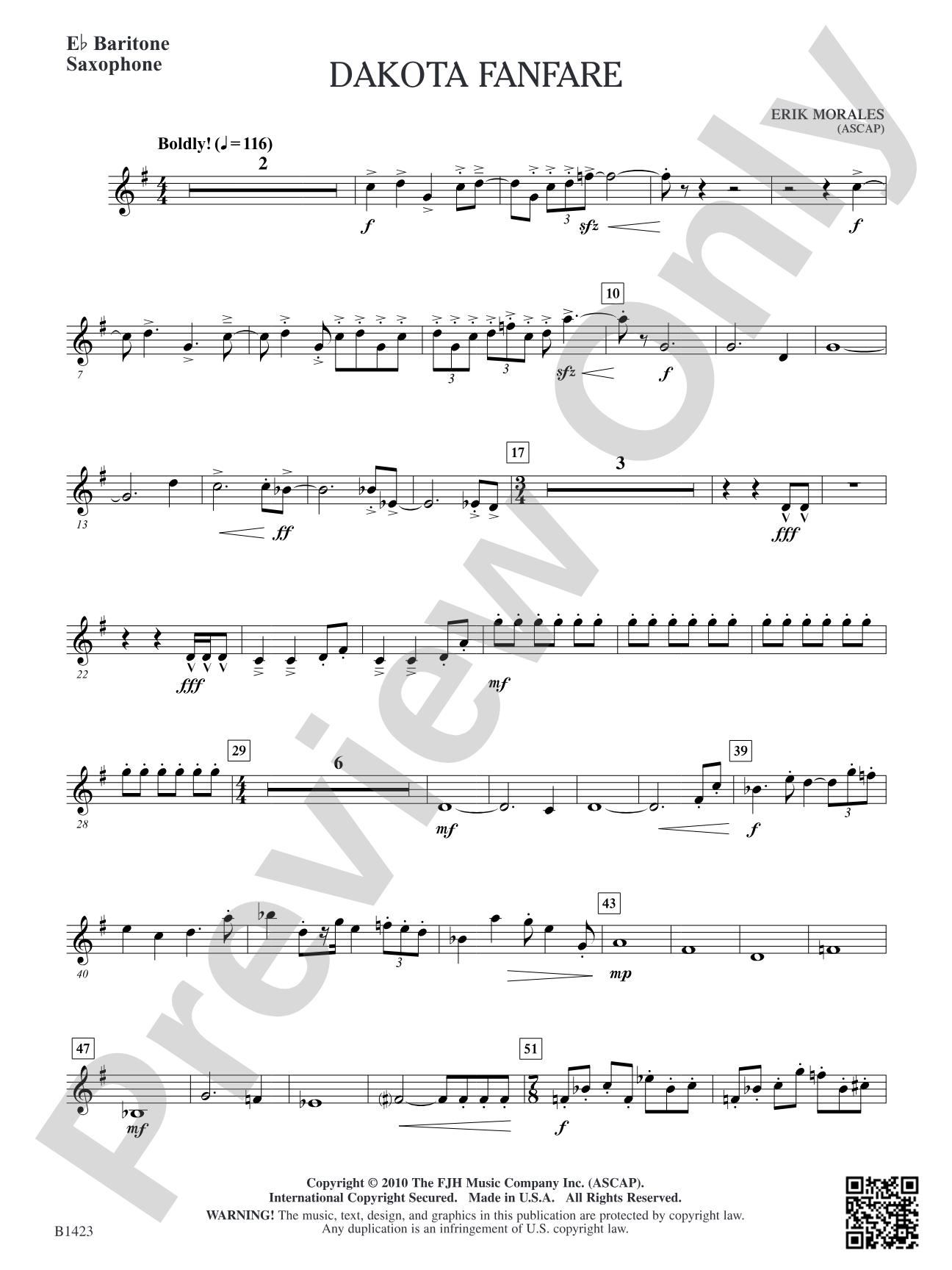 Dakota Fanfare: E-flat Baritone Saxophone