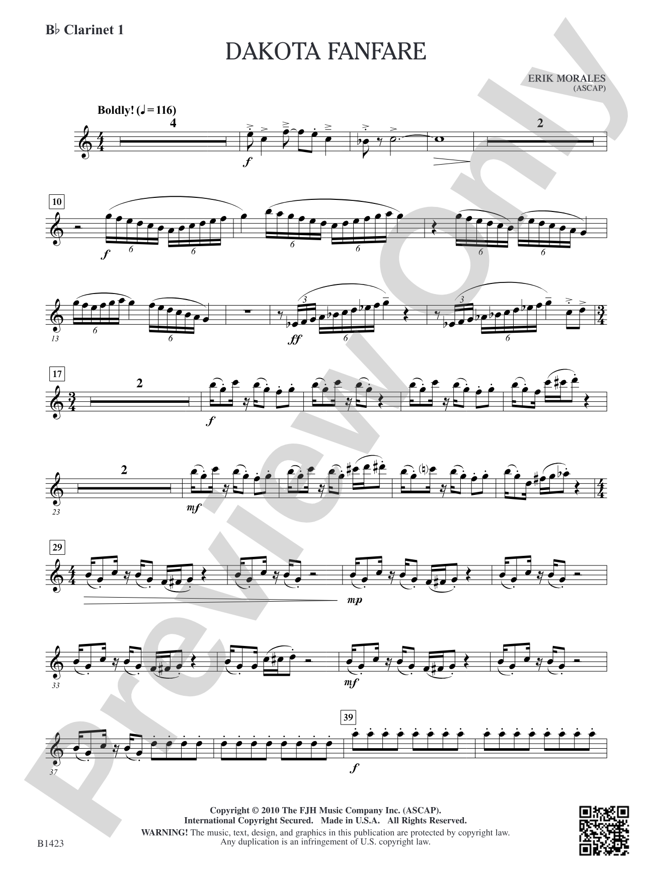Dakota Fanfare: B-flat Clarinet 1