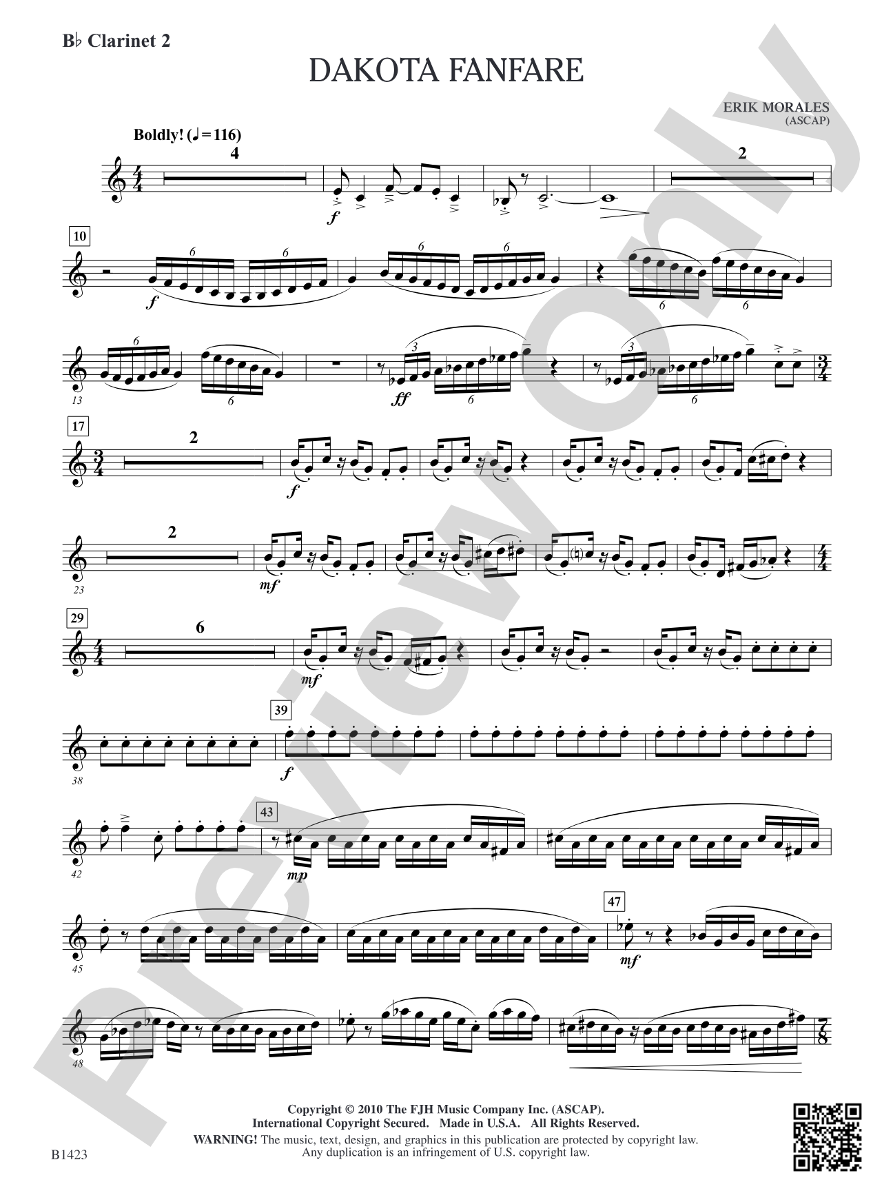 Dakota Fanfare: B-flat Clarinet 2