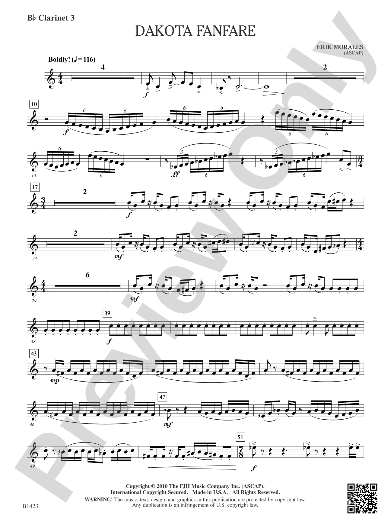 Dakota Fanfare: B-flat Clarinet 3