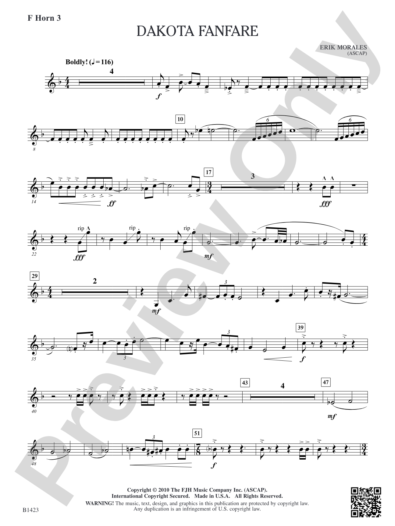 Dakota Fanfare: F Horn 3