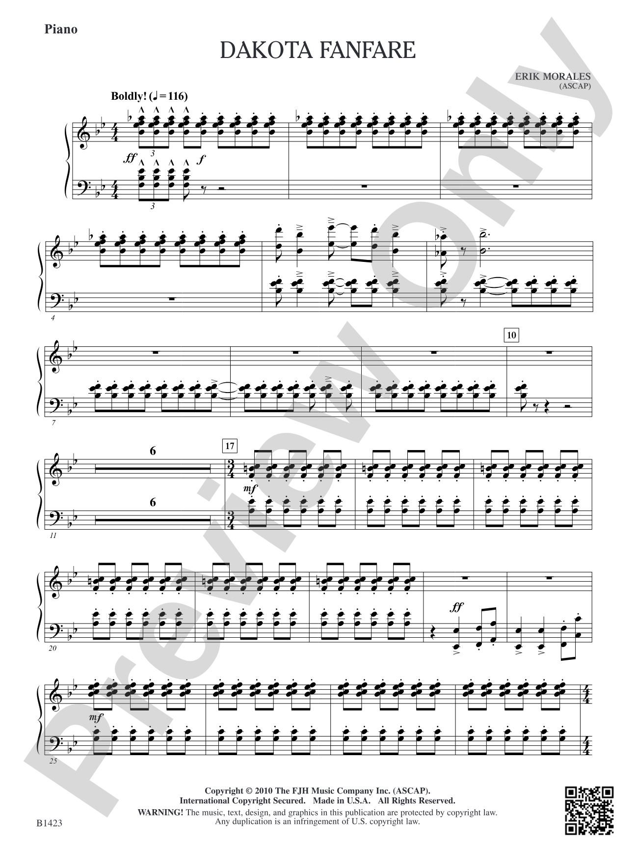 Dakota Fanfare: Piano