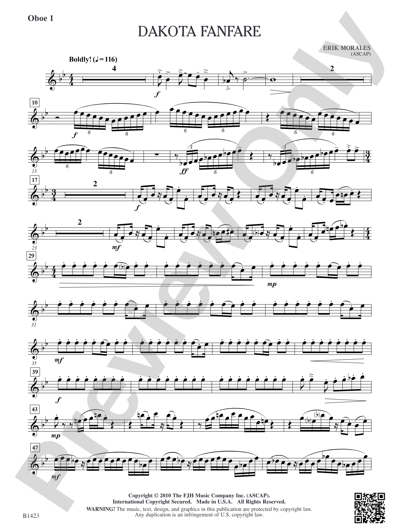 Dakota Fanfare: Oboe 1