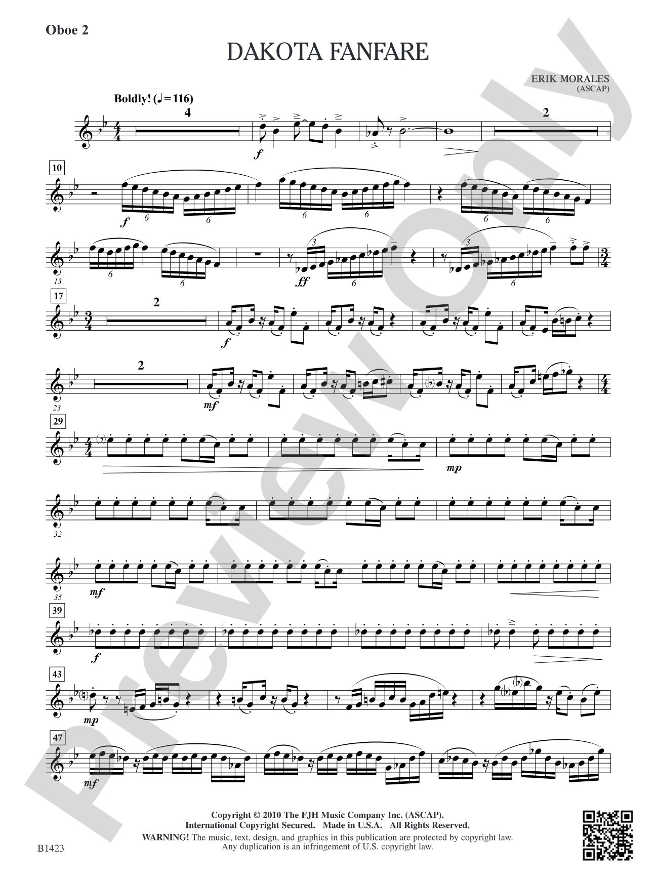 Dakota Fanfare: Oboe 2