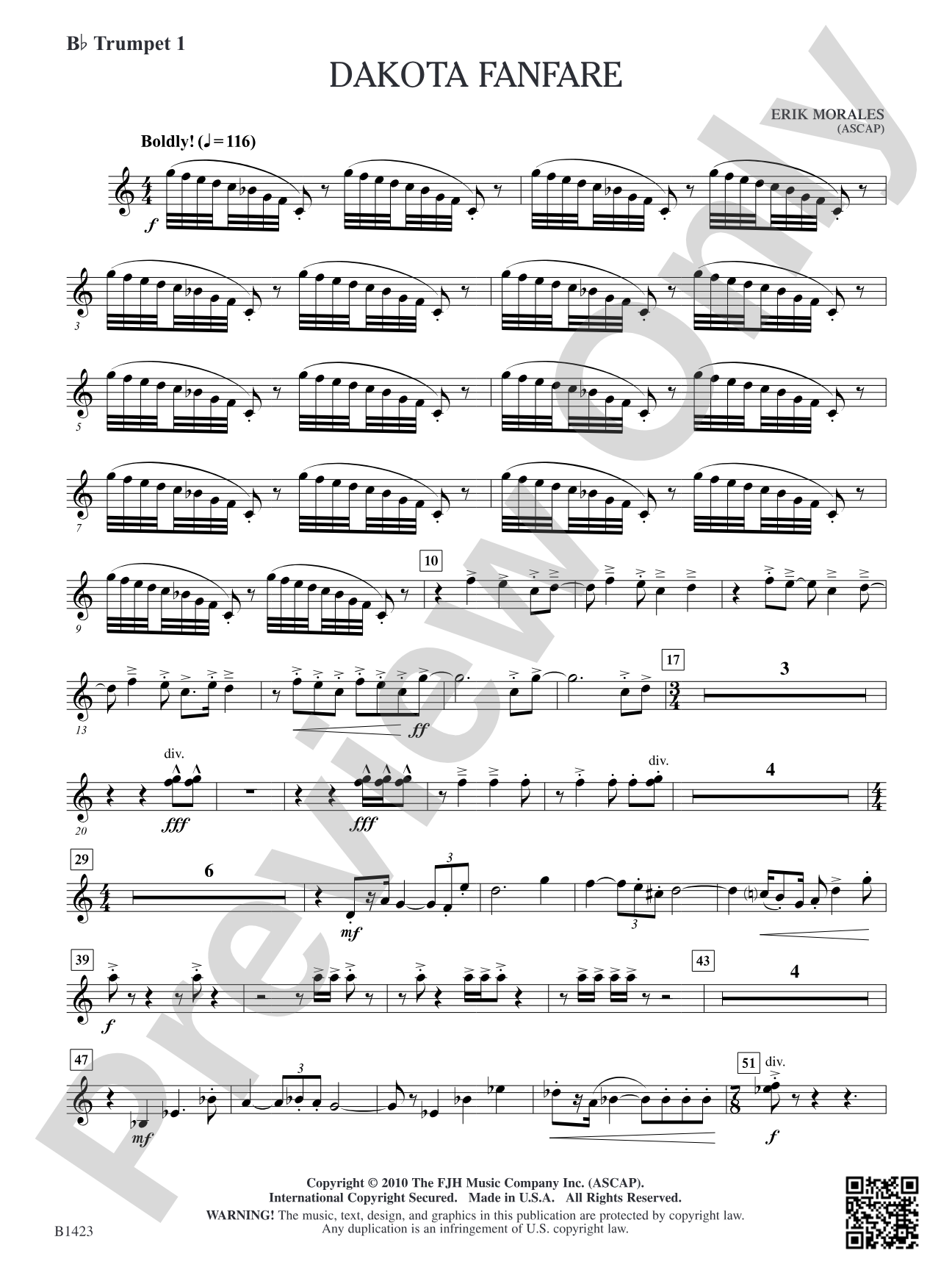 Dakota Fanfare: B-flat Trumpet 1