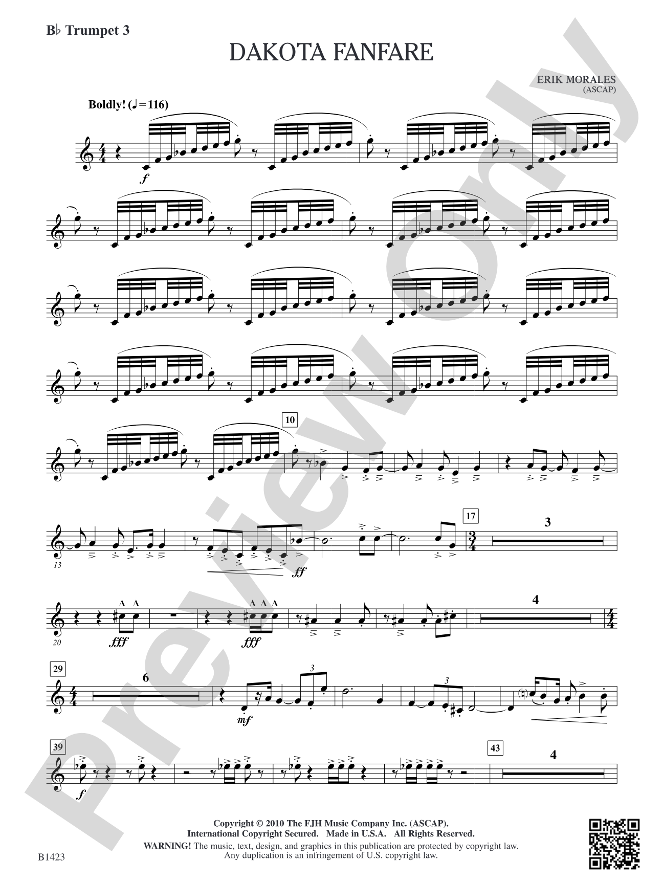 Dakota Fanfare: B-flat Trumpet 3