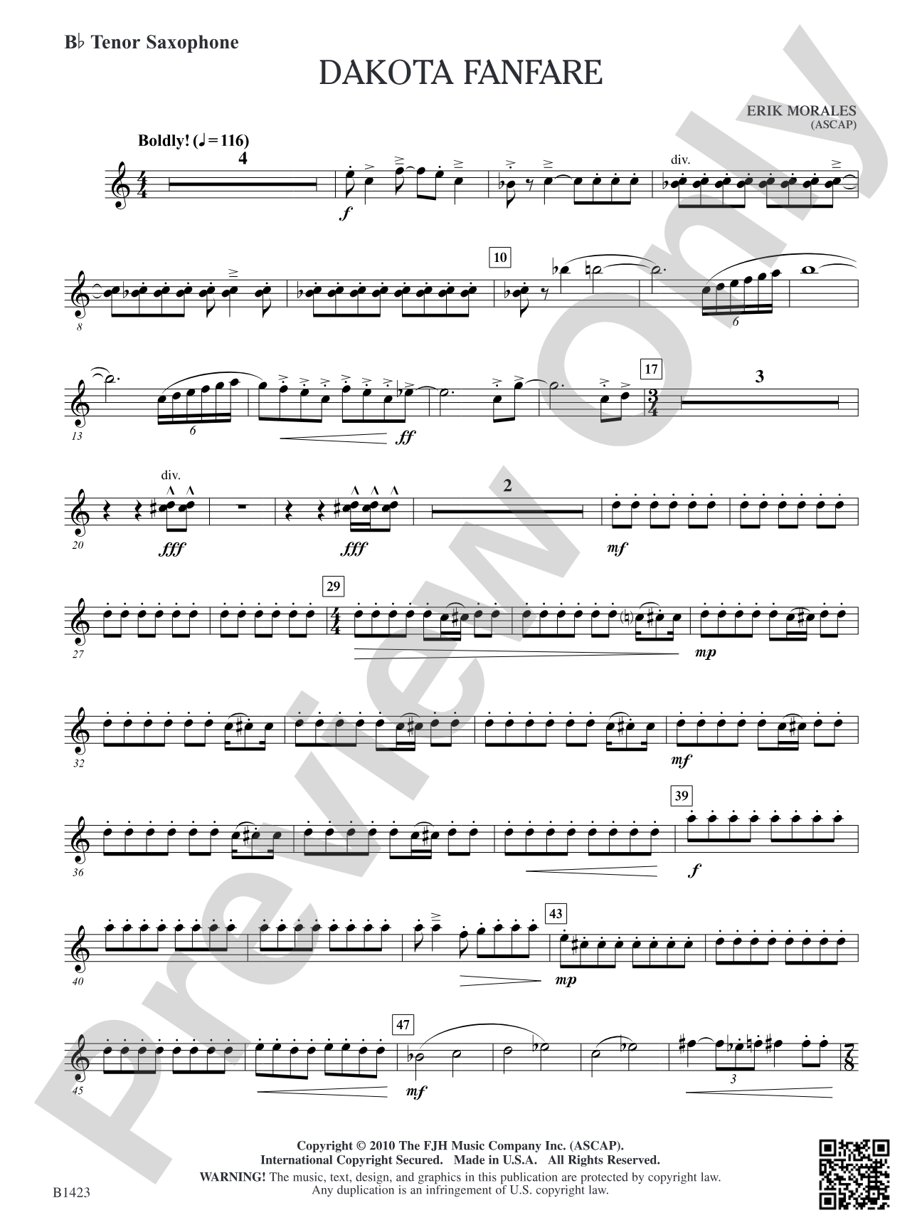 Dakota Fanfare: B-flat Tenor Saxophone