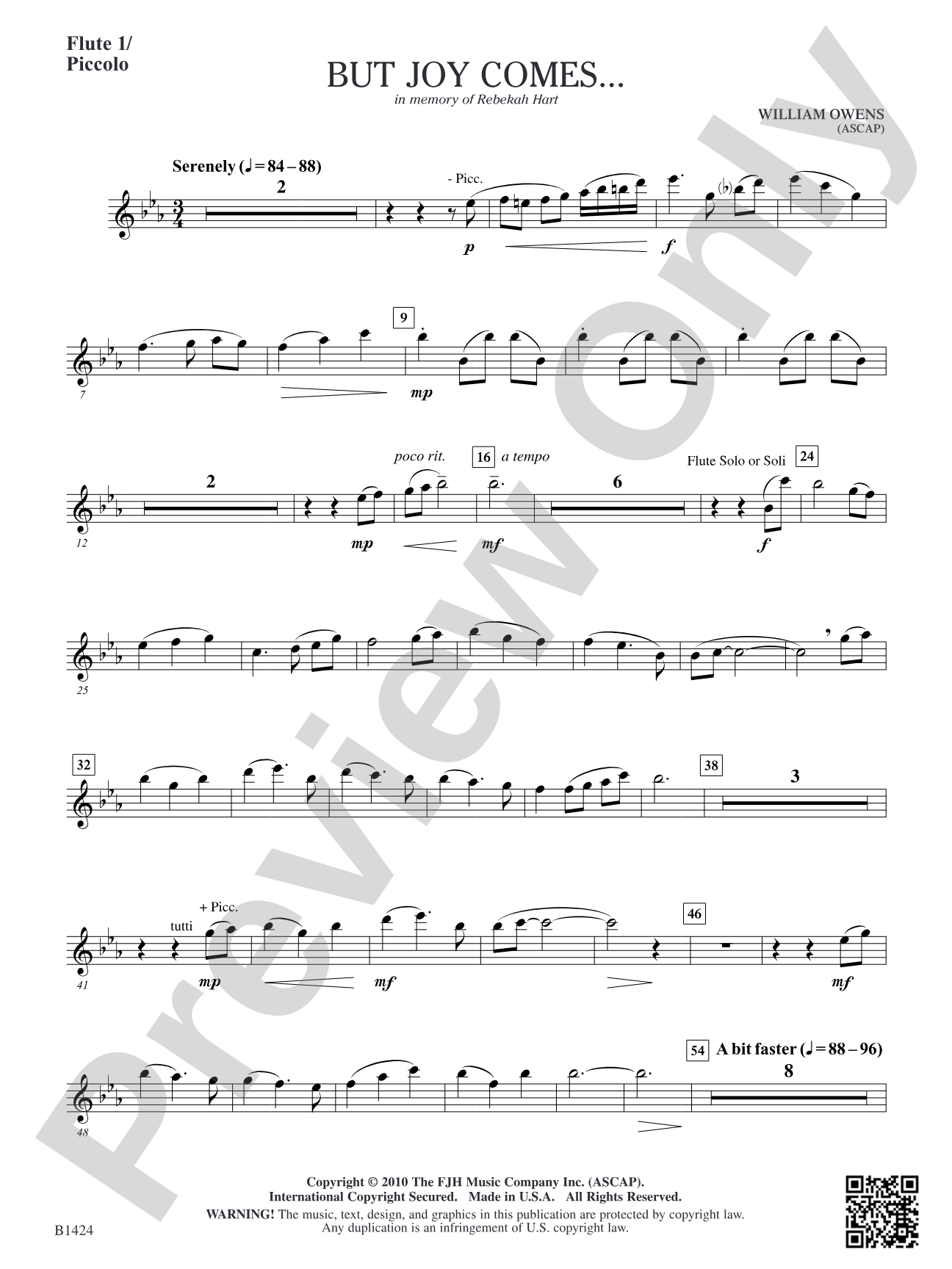 But Joy Comes...: Flute 1 (Piccolo)