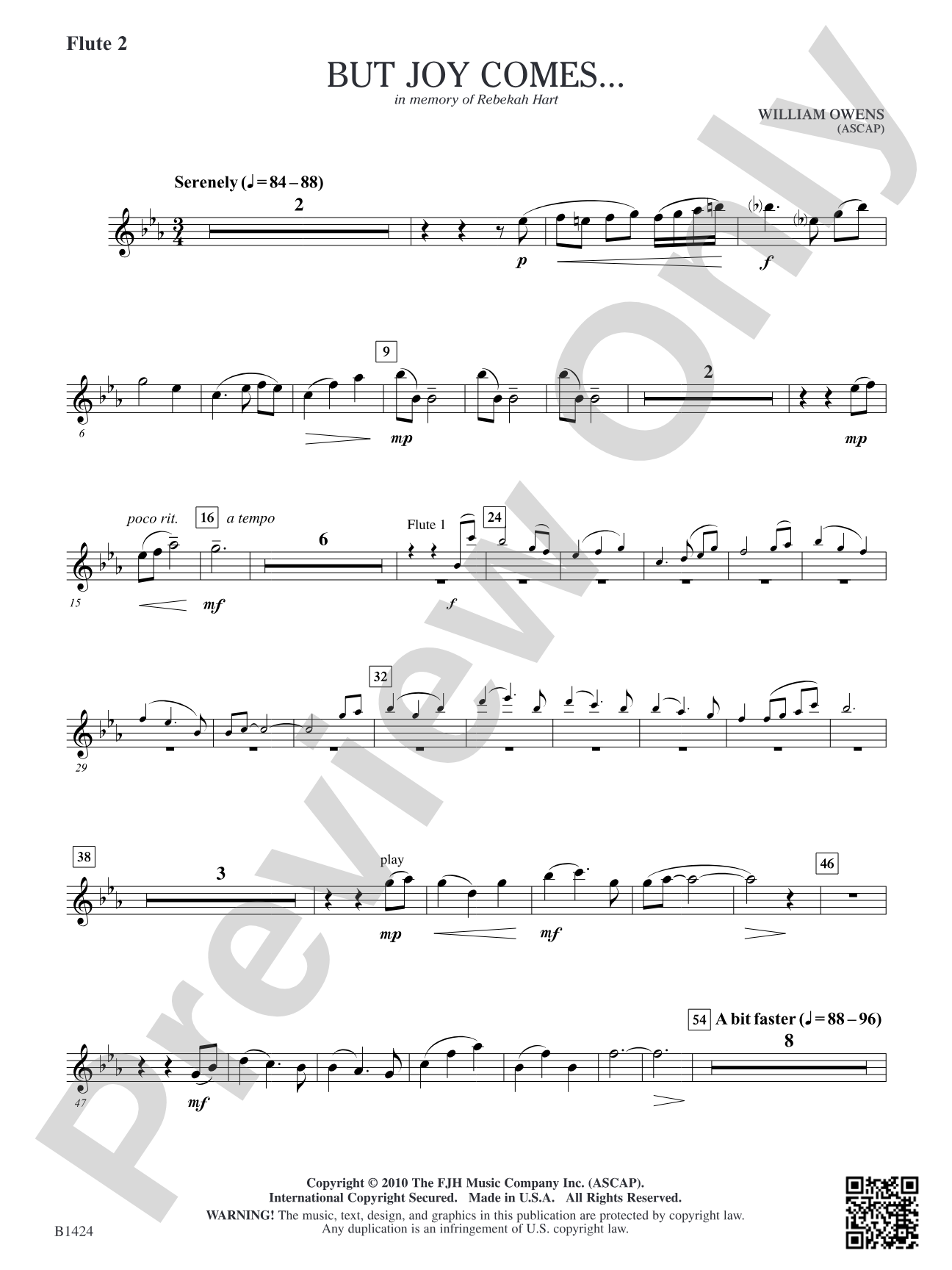 But Joy Comes...: Flute 2