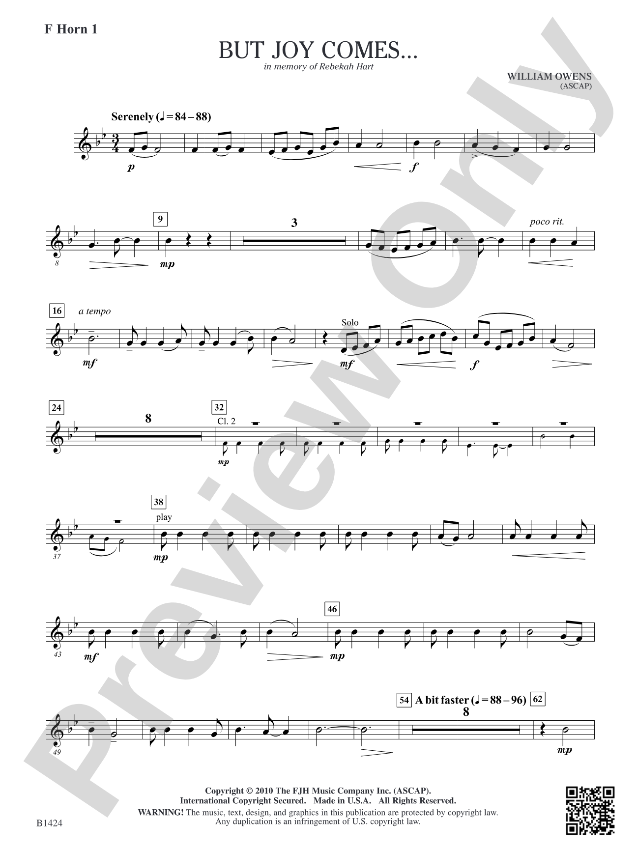 But Joy Comes...: F Horn 1