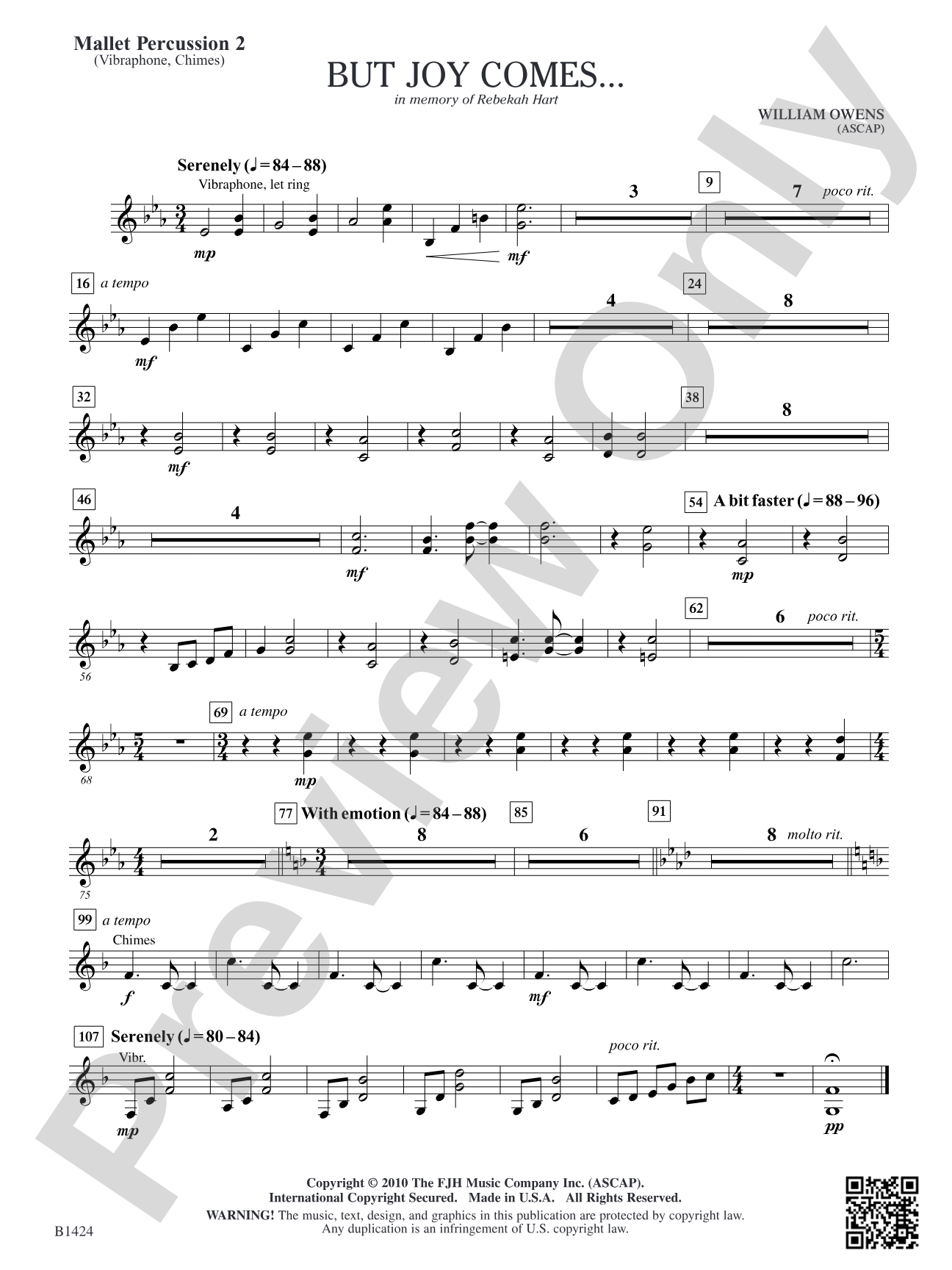 But Joy Comes...: Mallet Percussion 2