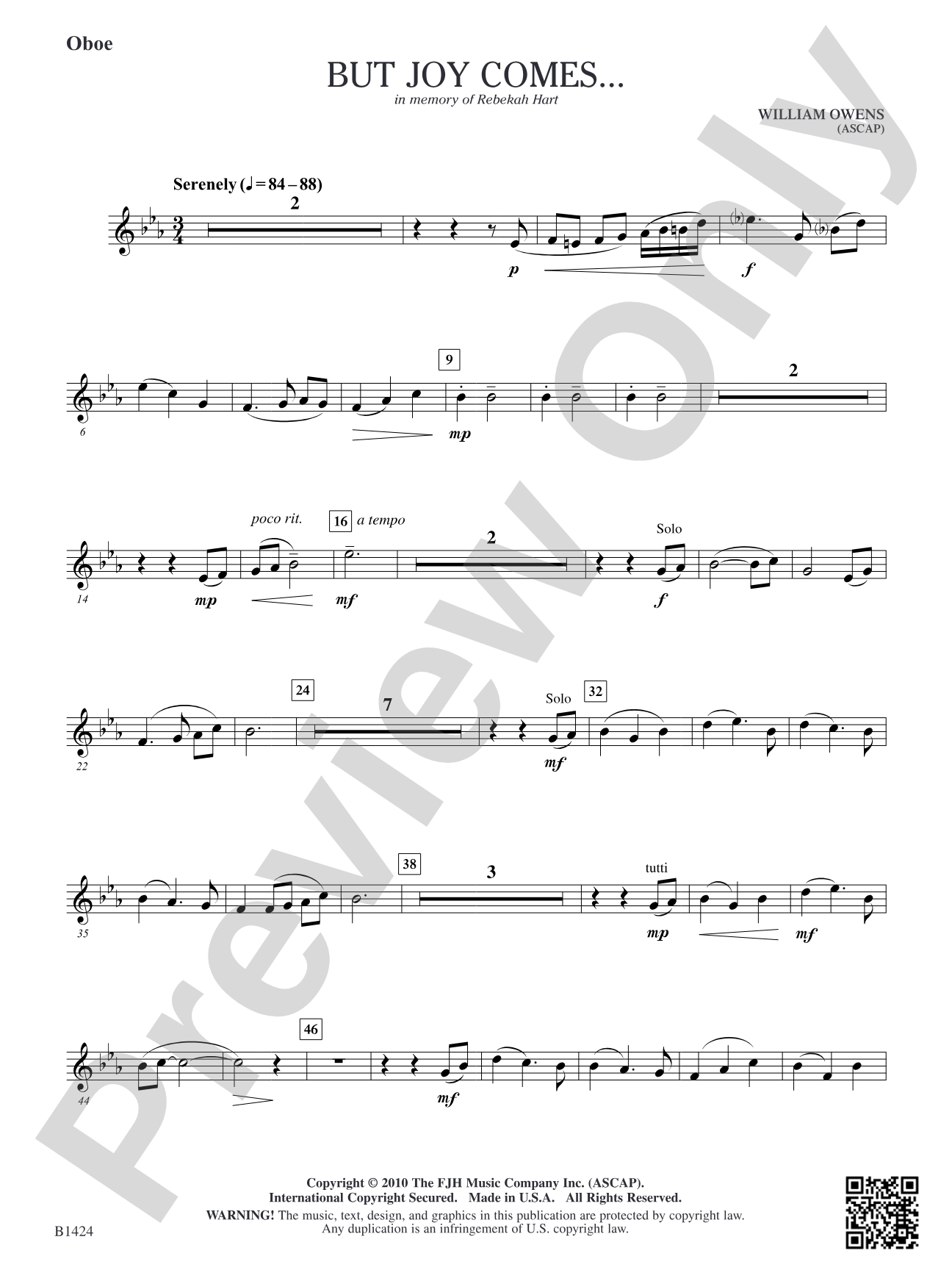 But Joy Comes...: Oboe