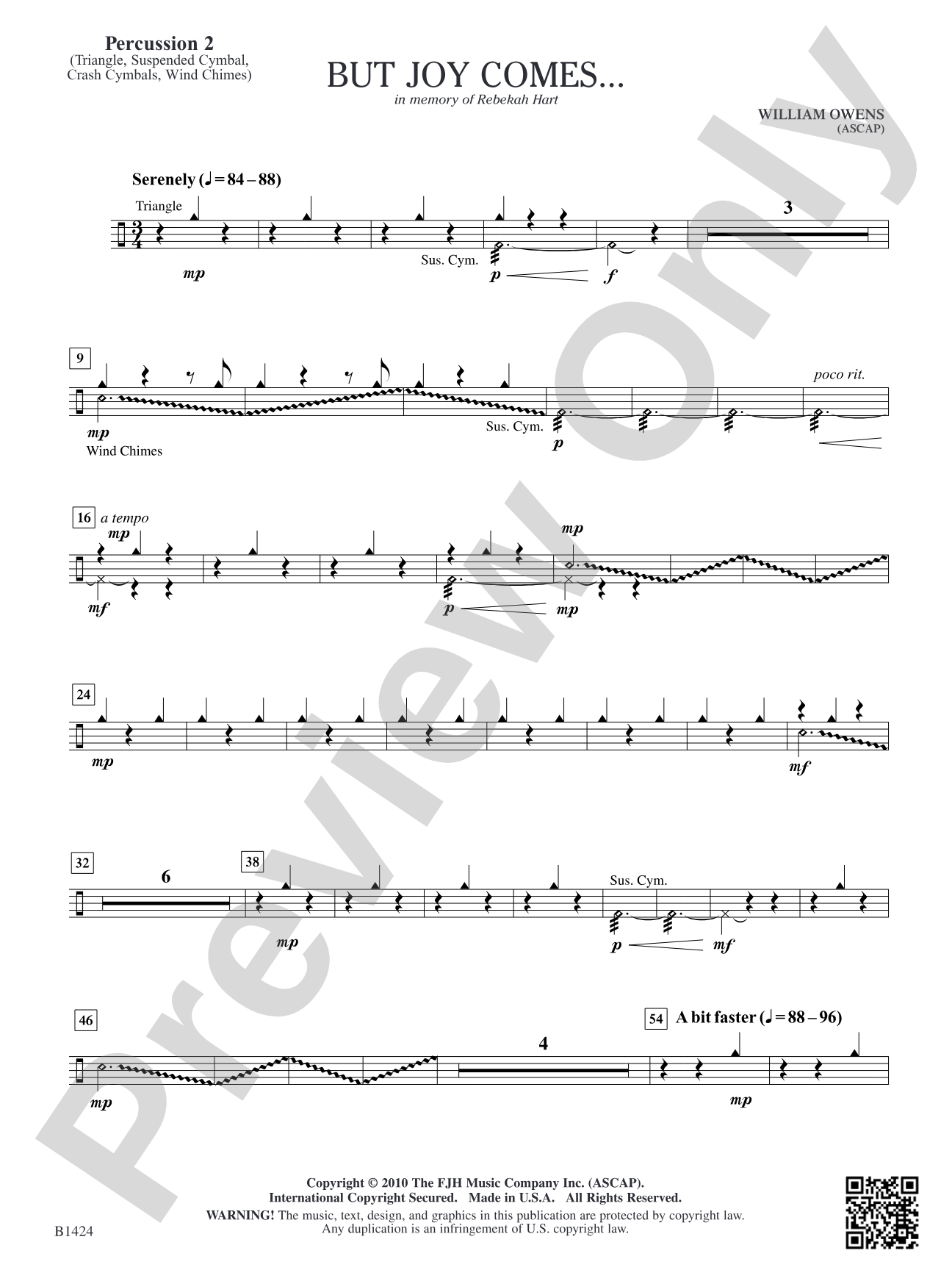 But Joy Comes...: Percussion 2
