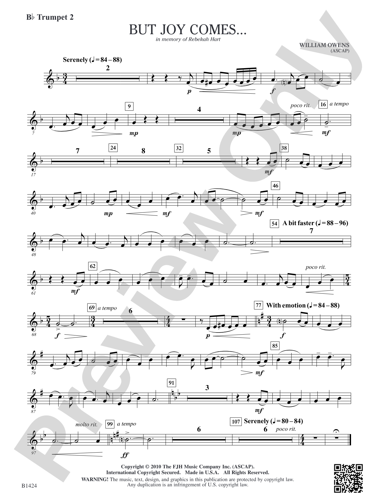 But Joy Comes...: B-flat Trumpet 2
