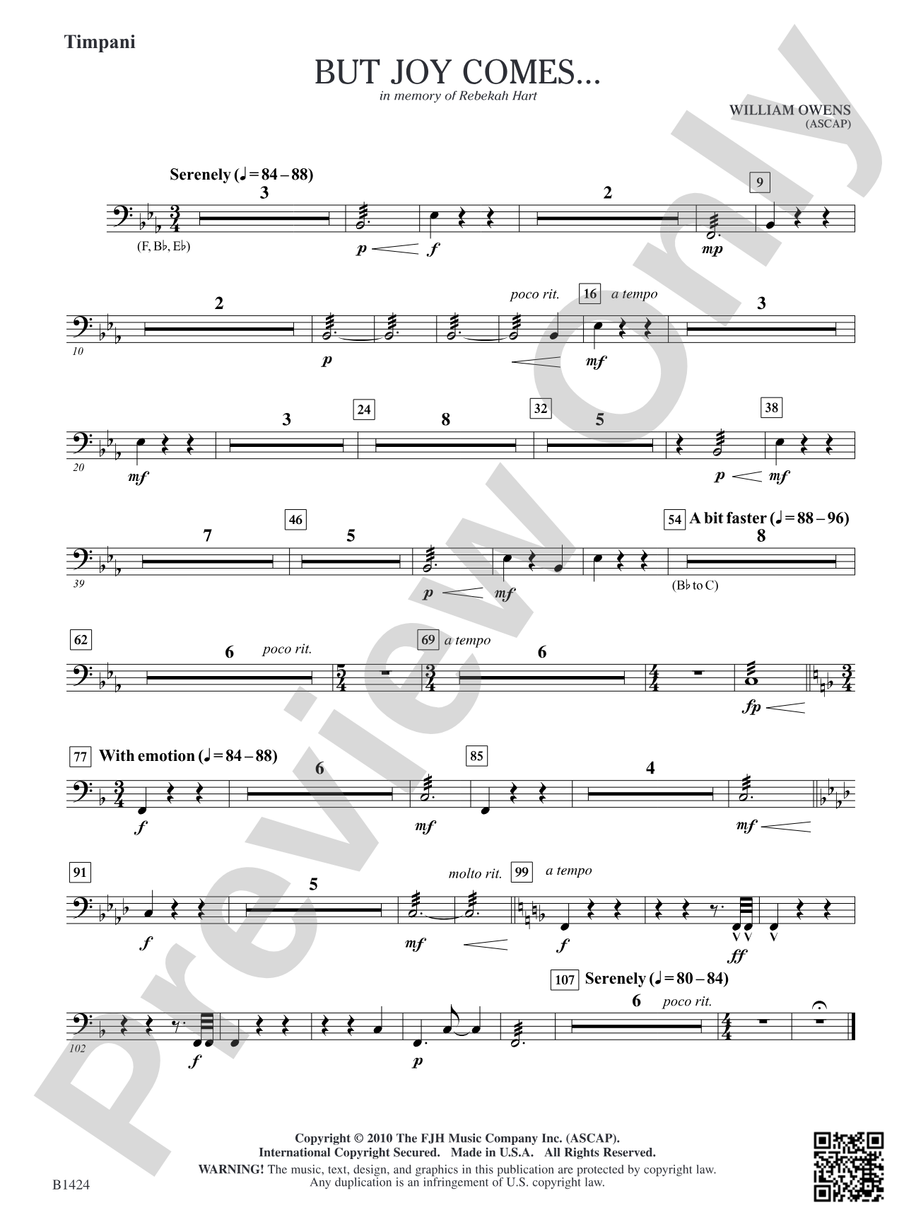 But Joy Comes...: Timpani