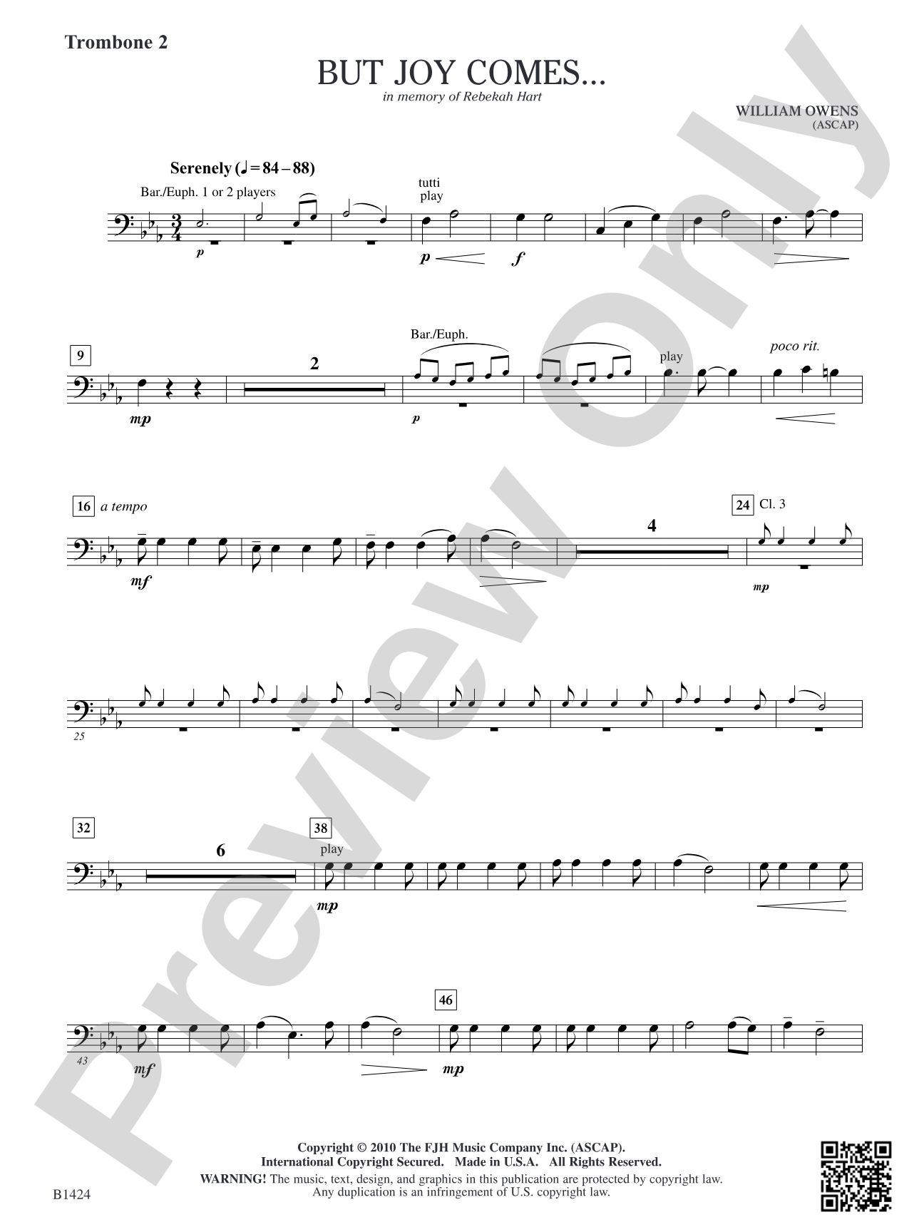 But Joy Comes...: Trombone 2